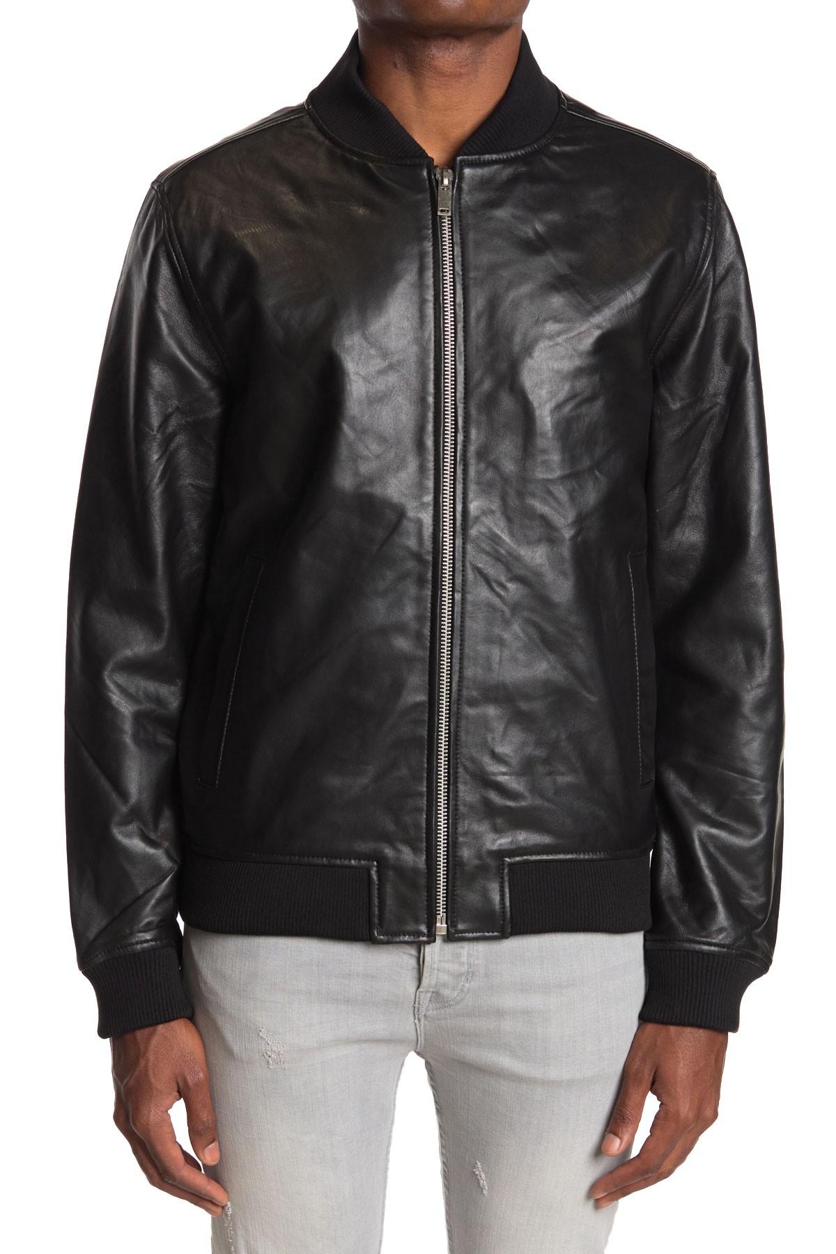 Slate & Stone Leather Bomber Jacket in Black for Men - Lyst