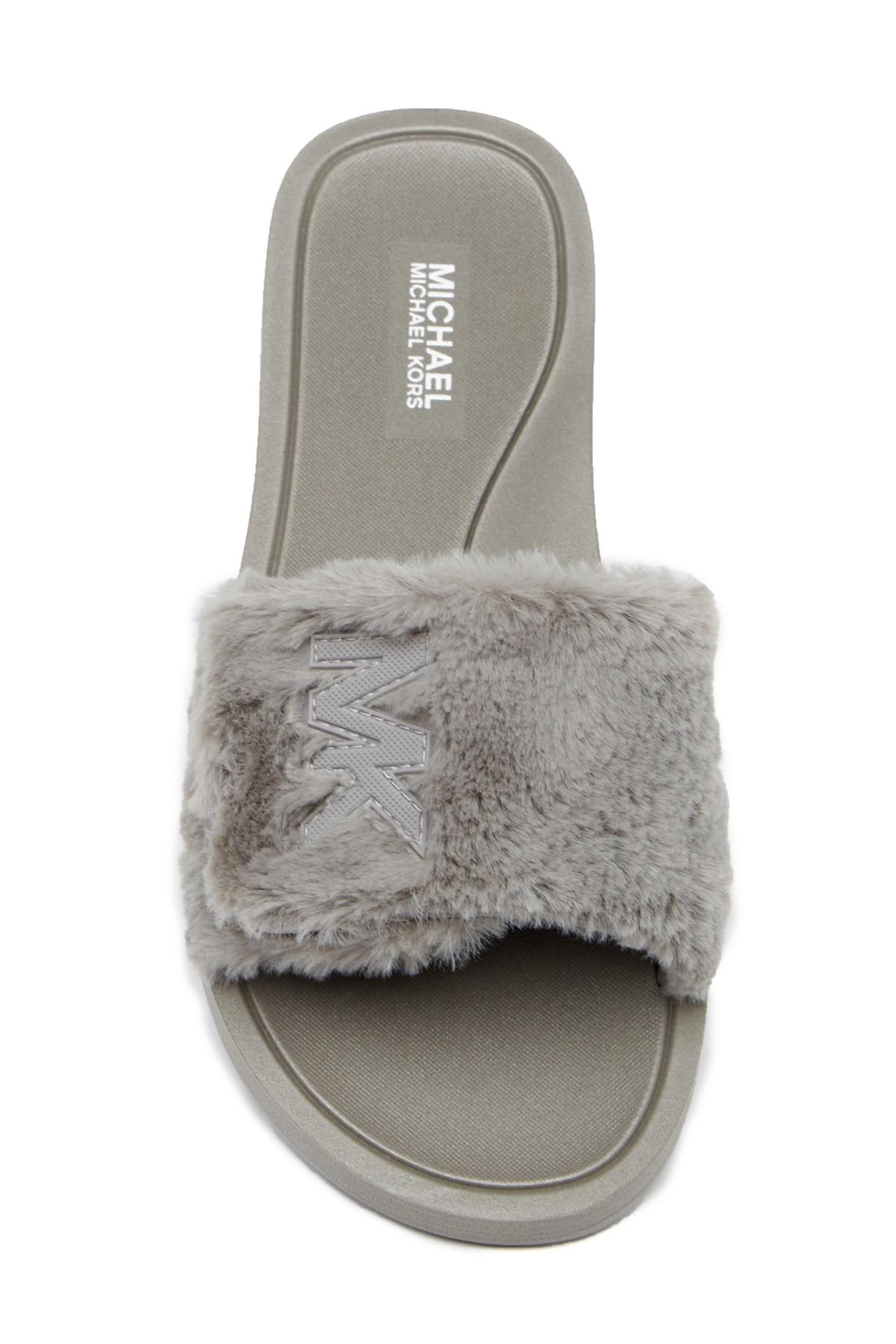 MICHAEL Michael Kors Mk Logo Slide (women) in Pearl Grey