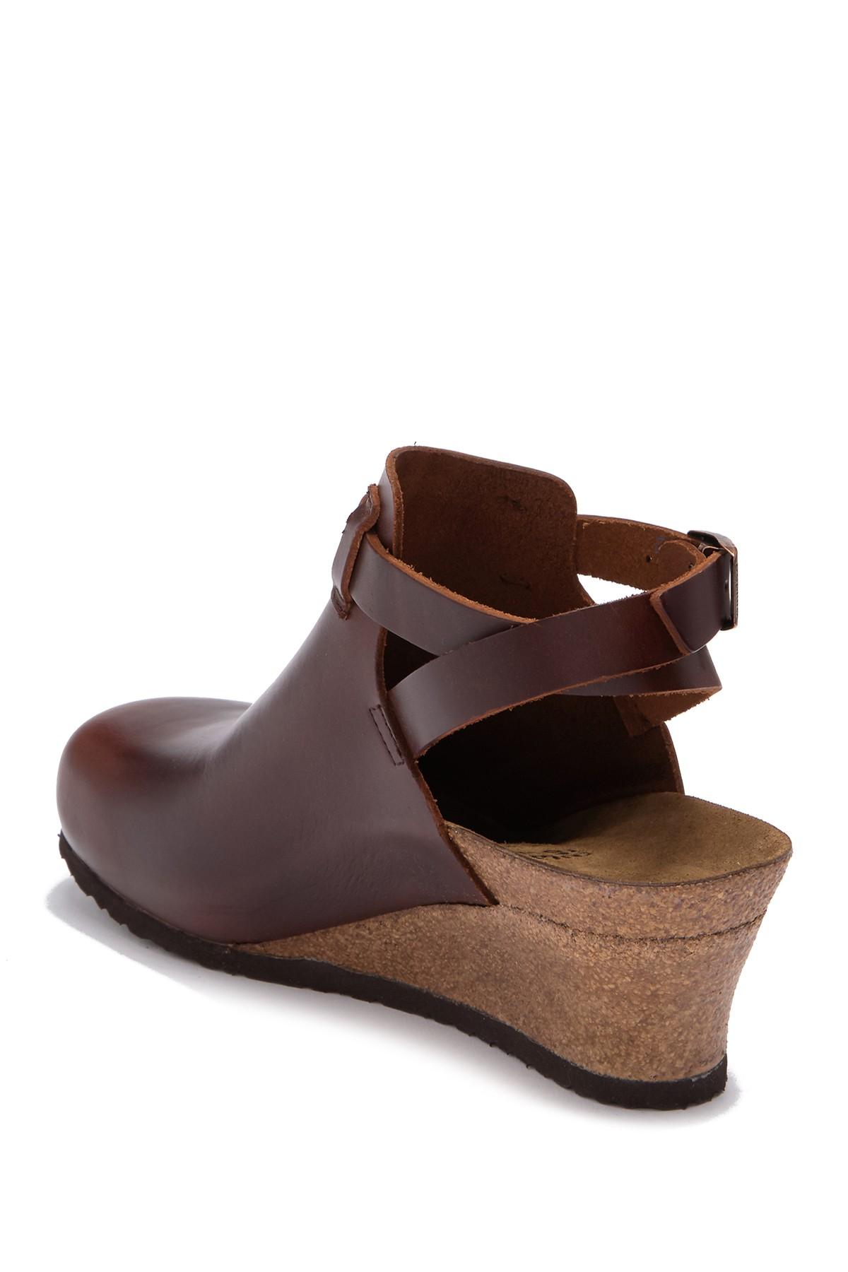 Birkenstock Esra Wedge Leather Clog - Discontinued in Brown | Lyst