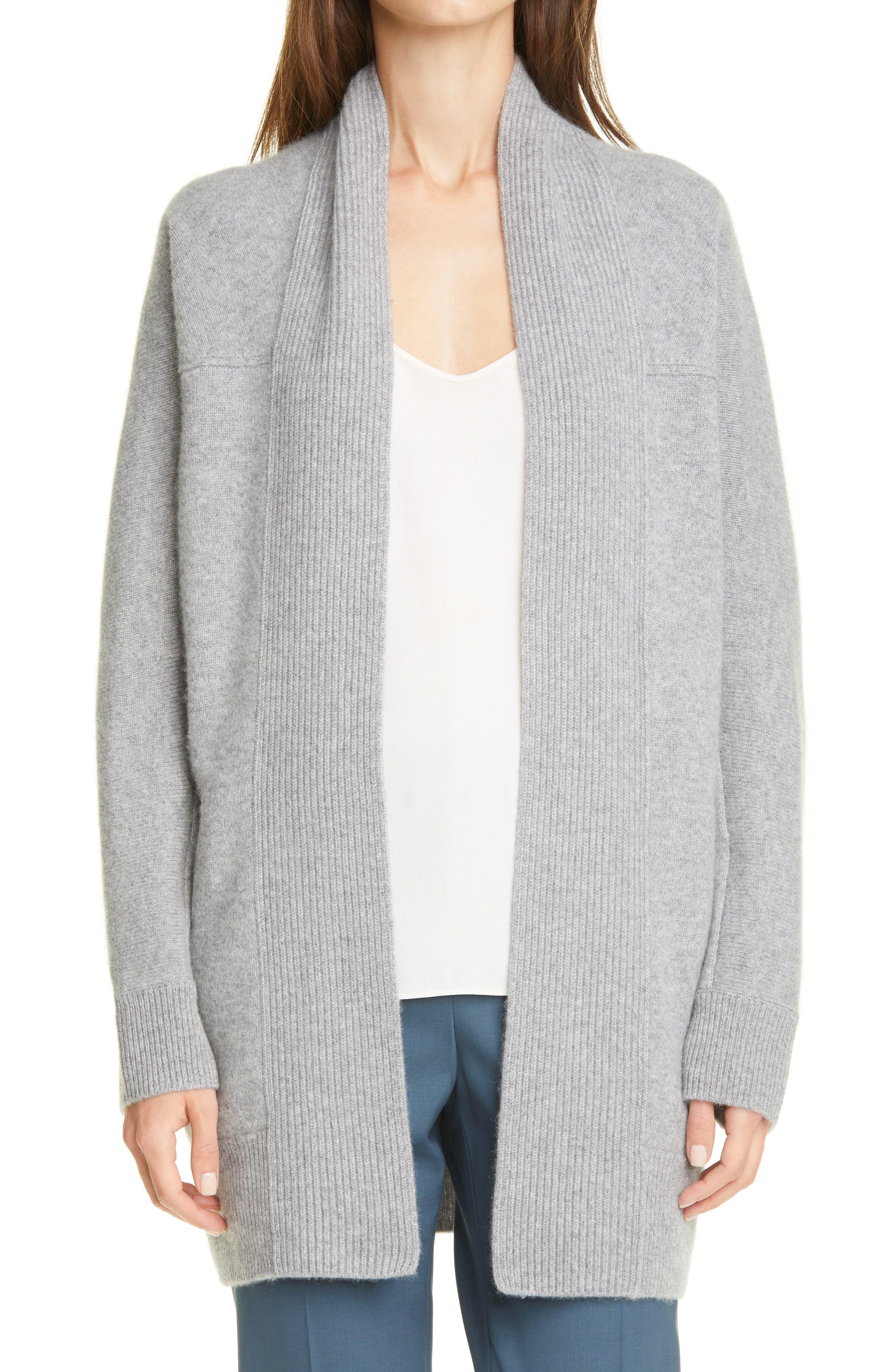 Vince Ribbed Open Cashmere Cardigan In Medium Heather Grey At Nordstrom  Rack in Gray | Lyst