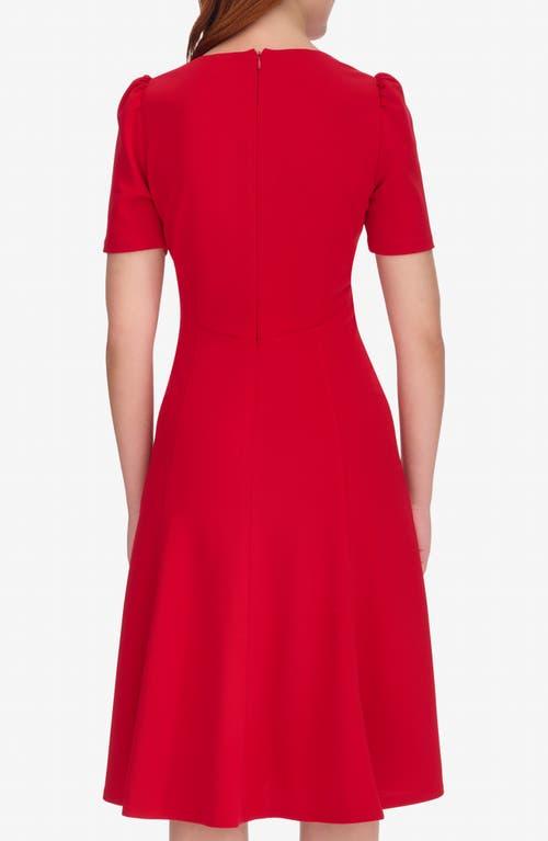 Tommy Hilfiger Crossover Scuba Fit And Flare Midi Dress in Red | Lyst