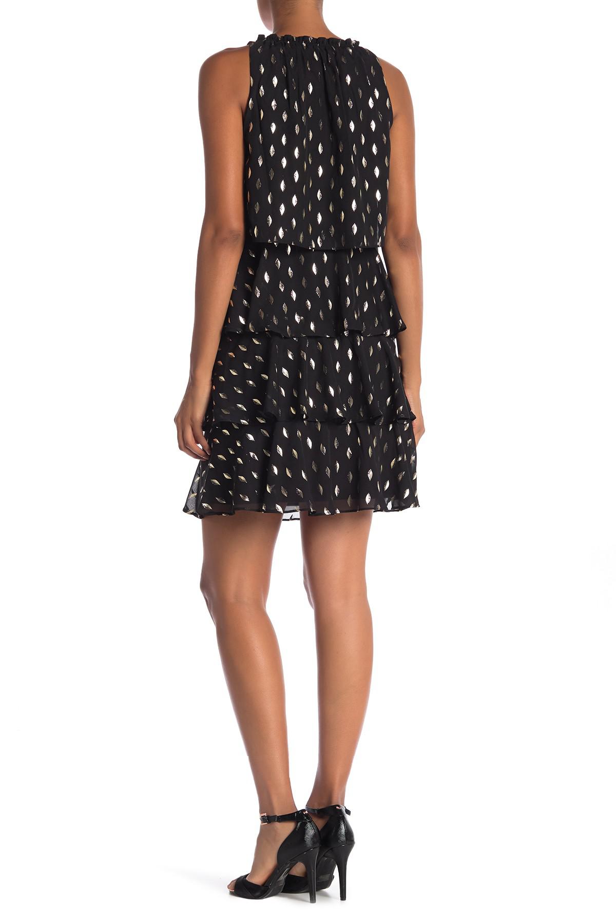 Laundry by Shelli Segal Synthetic Tiered Print Sleeveless Dress in