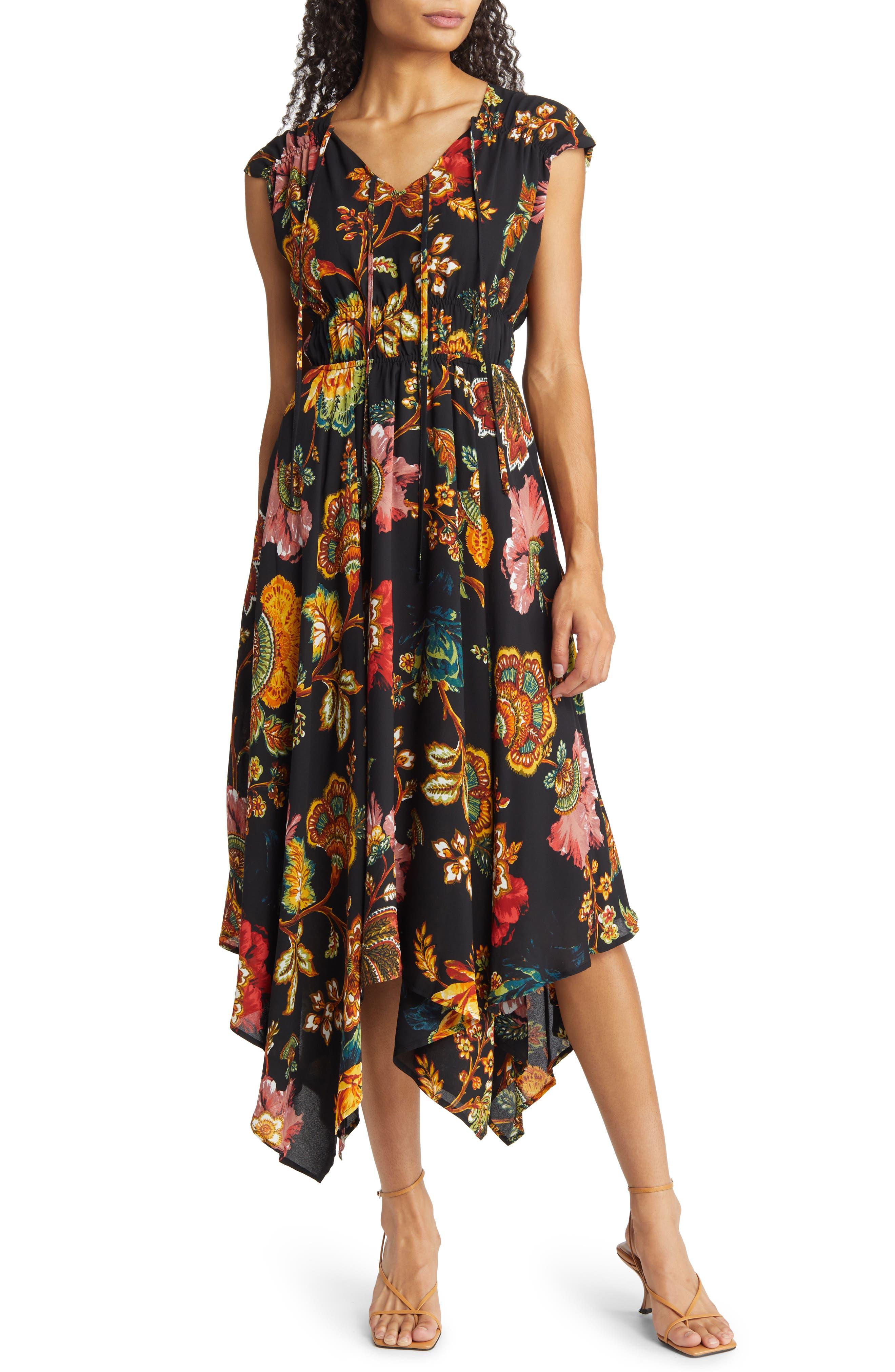 Tahari black top floral dress