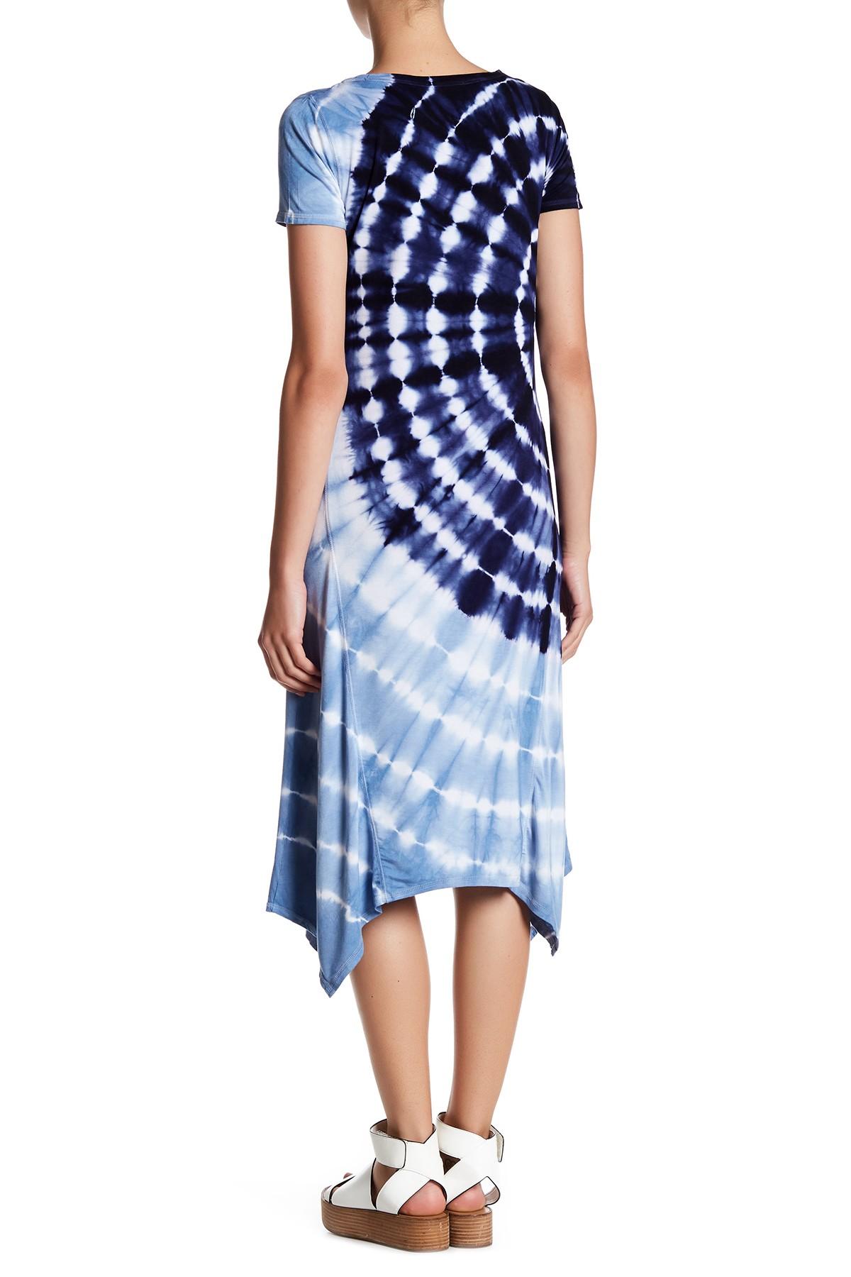 Cable & Gauge Short Sleeve Tie Dye Dress (petite) in Blue Lyst