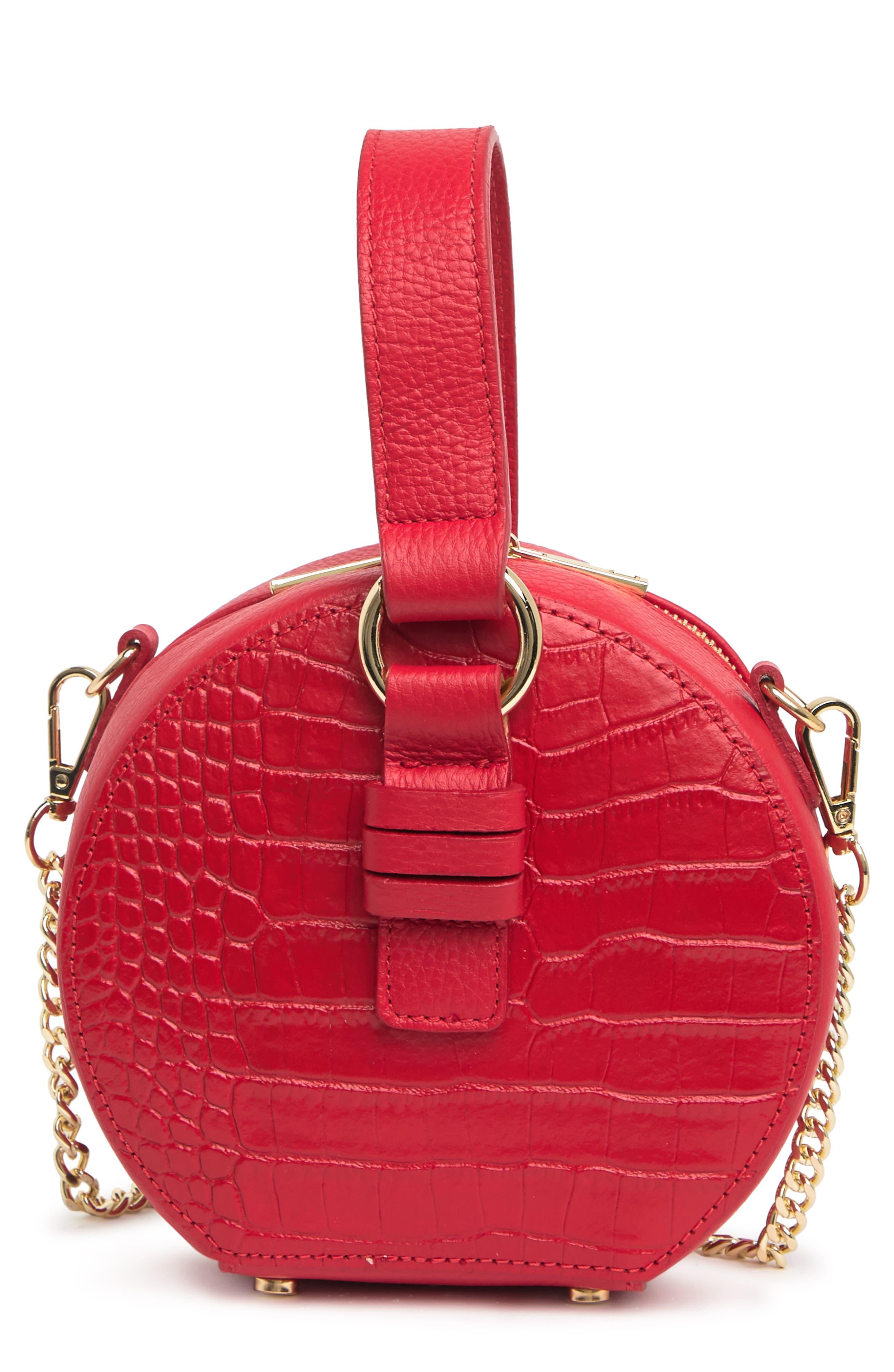 Persaman New York Bermuda Croc Embossed Leather Drum Bag In Red At