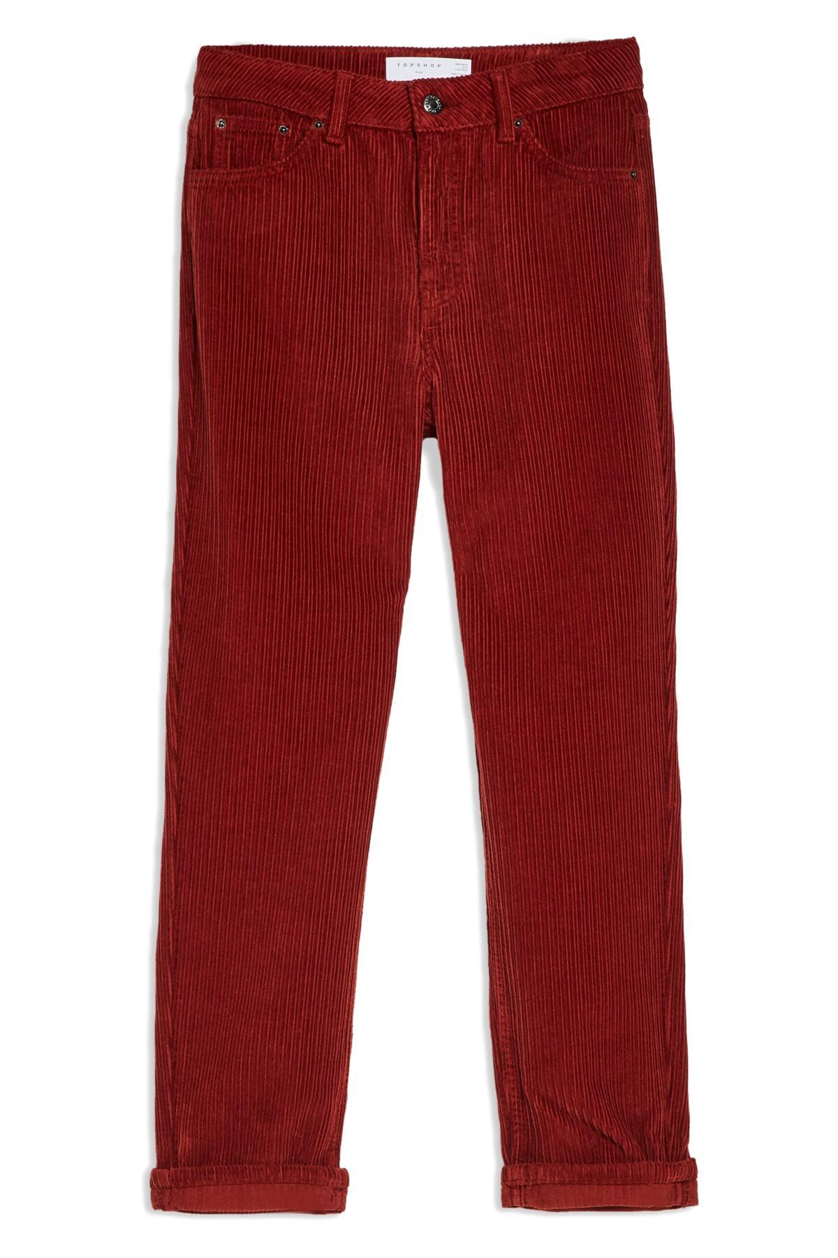red corduroy mom jeans