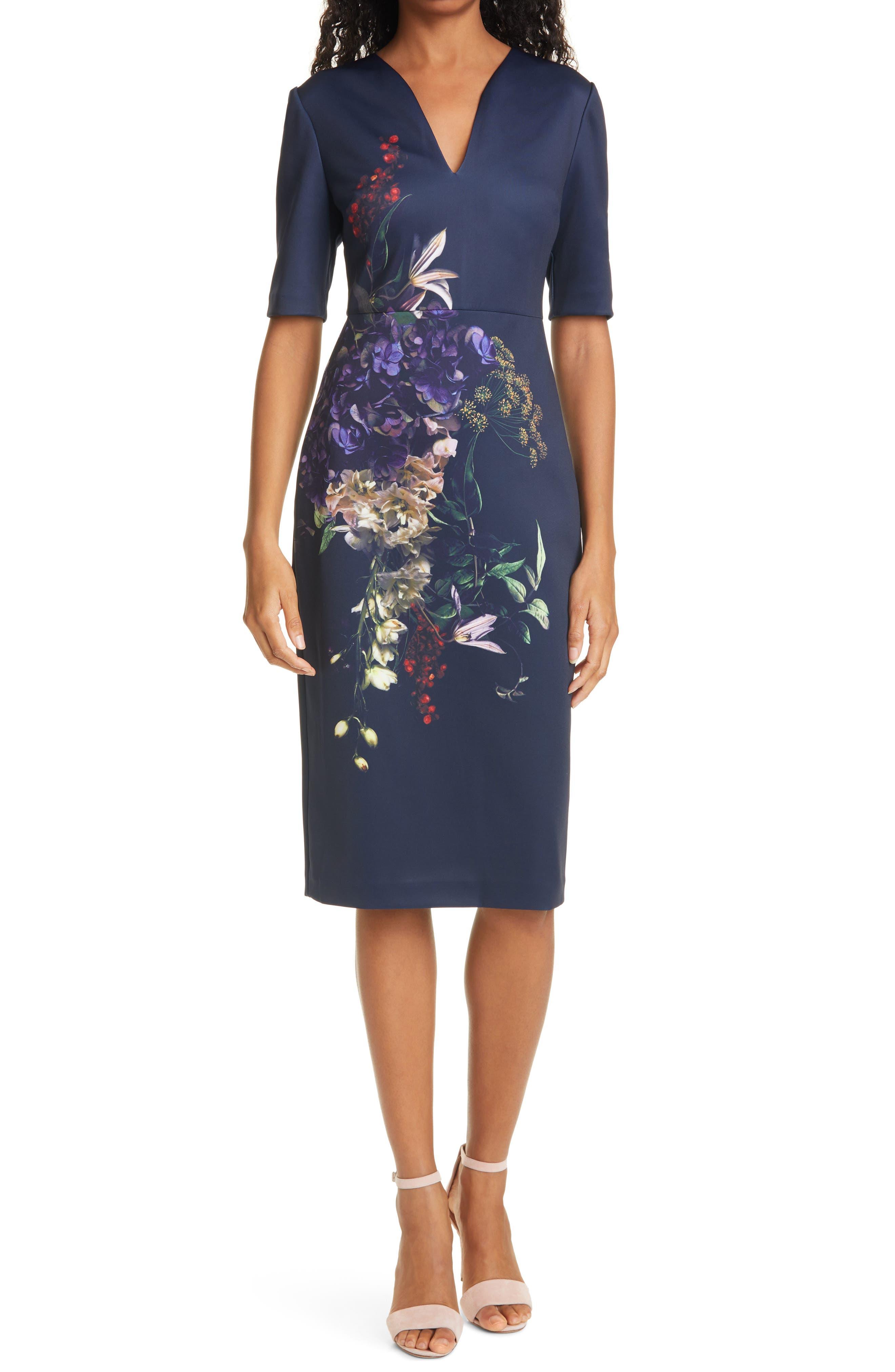 Ted Baker Carvir Floral Sheath Dress In Navy At Nordstrom Rack in Blue |  Lyst