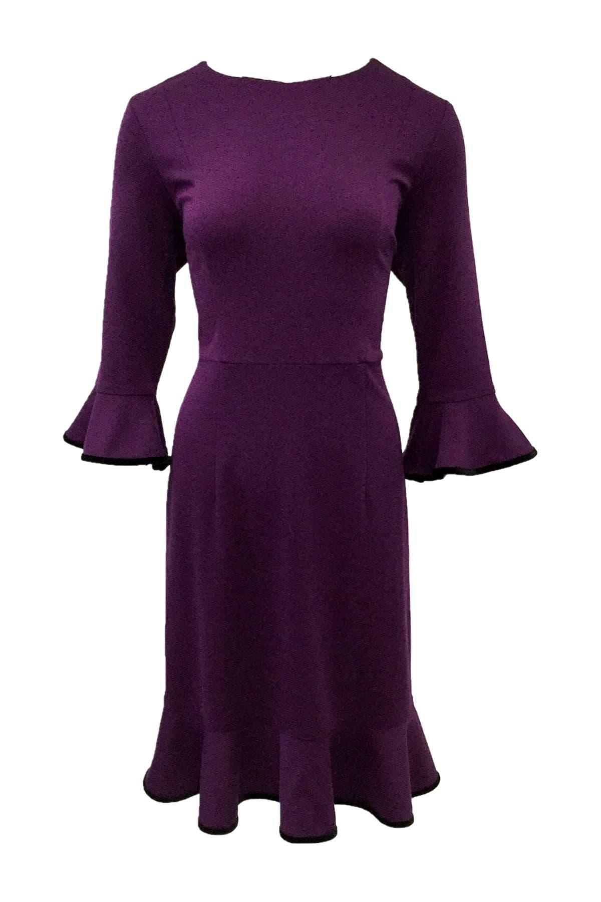 Lepore Synthetic Ruffle Velvet Trim Knit Dress in Purple Lyst