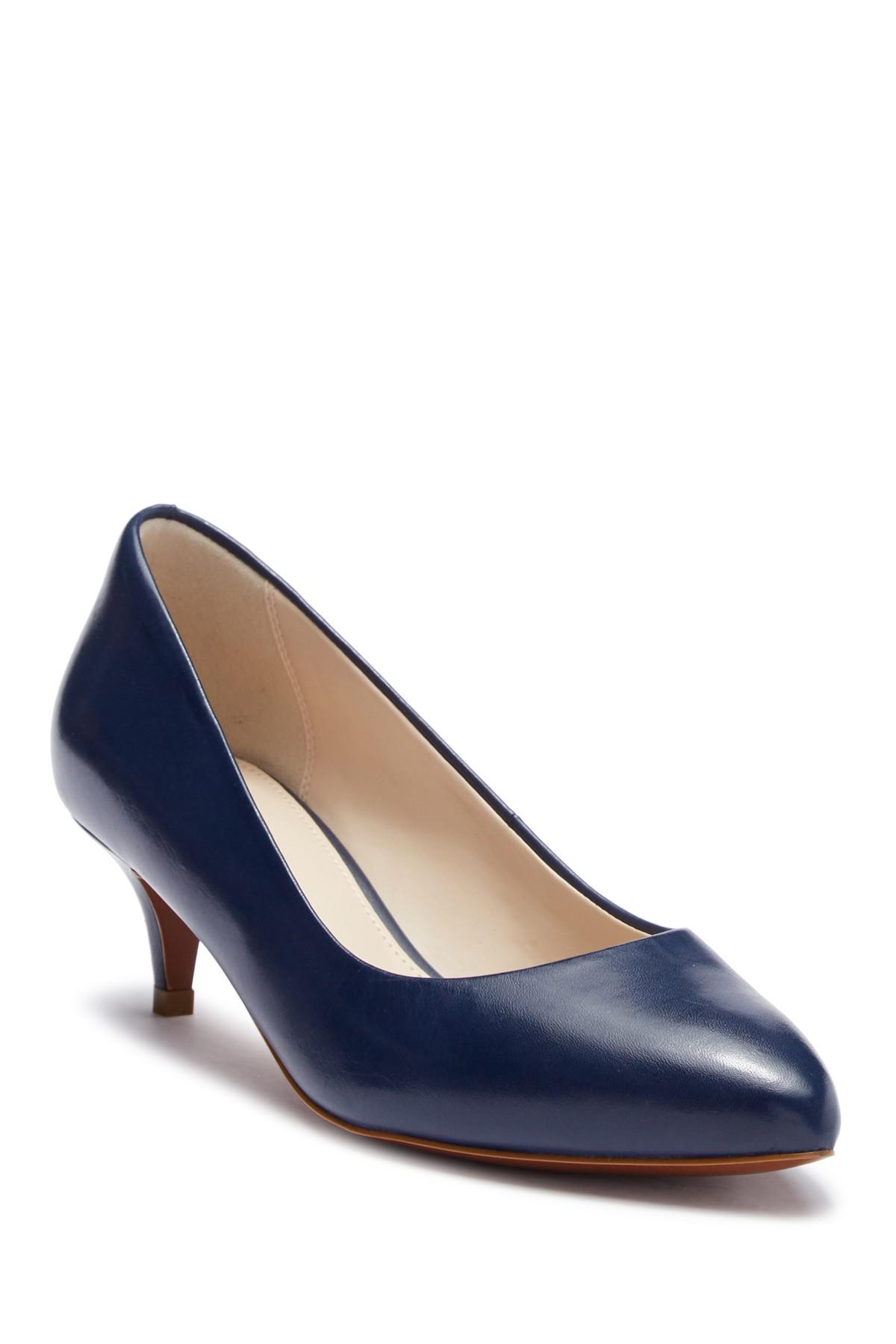Cole Haan Leather Quincy Kitten Heel Pump in Blue - Lyst