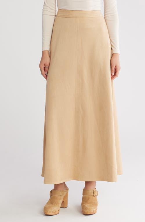 Halogen® Front Seam A-Line Midi Skirt in Natural Lyst