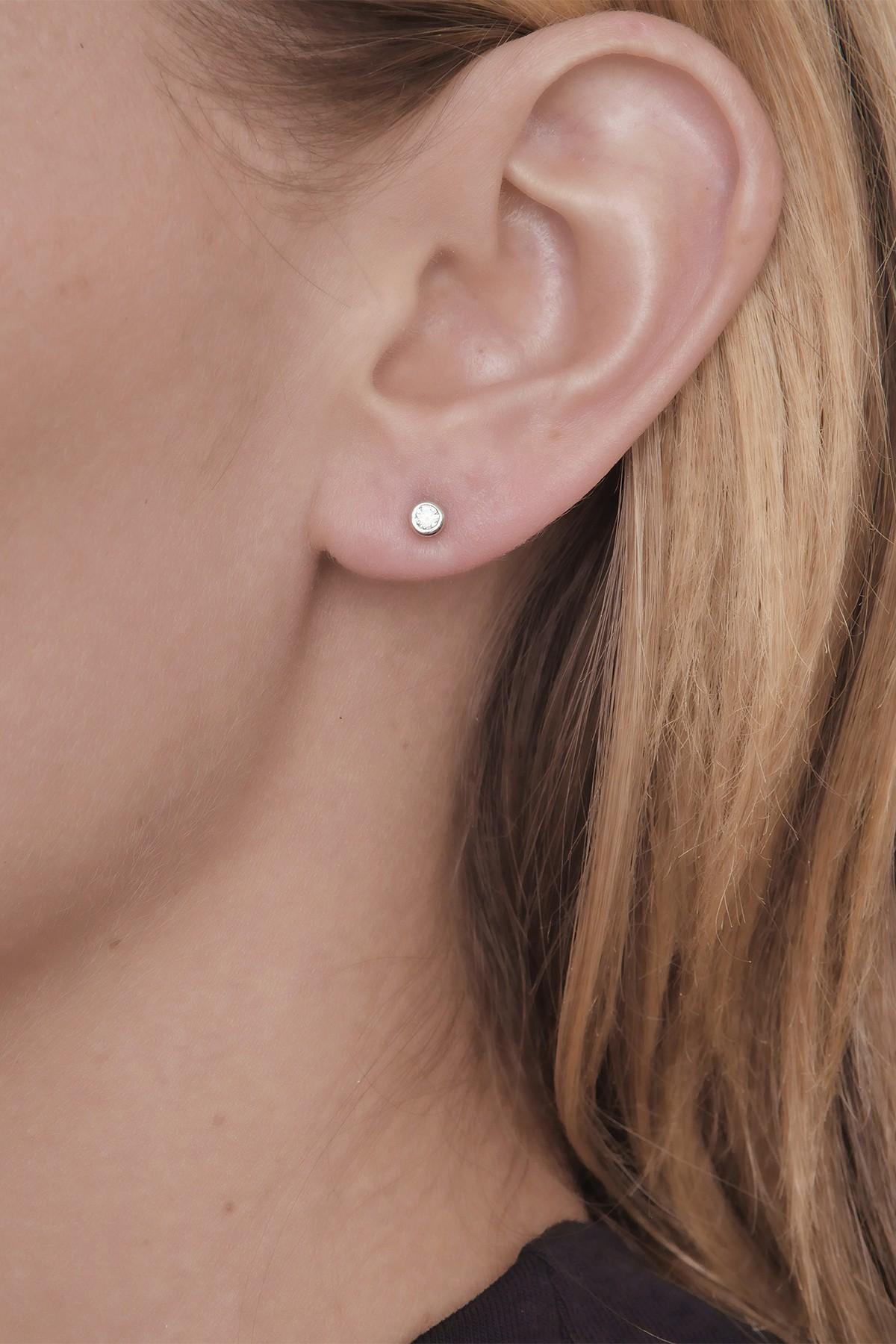 14K Rose Gold Beaded Triangle Stud Earrings for Women 