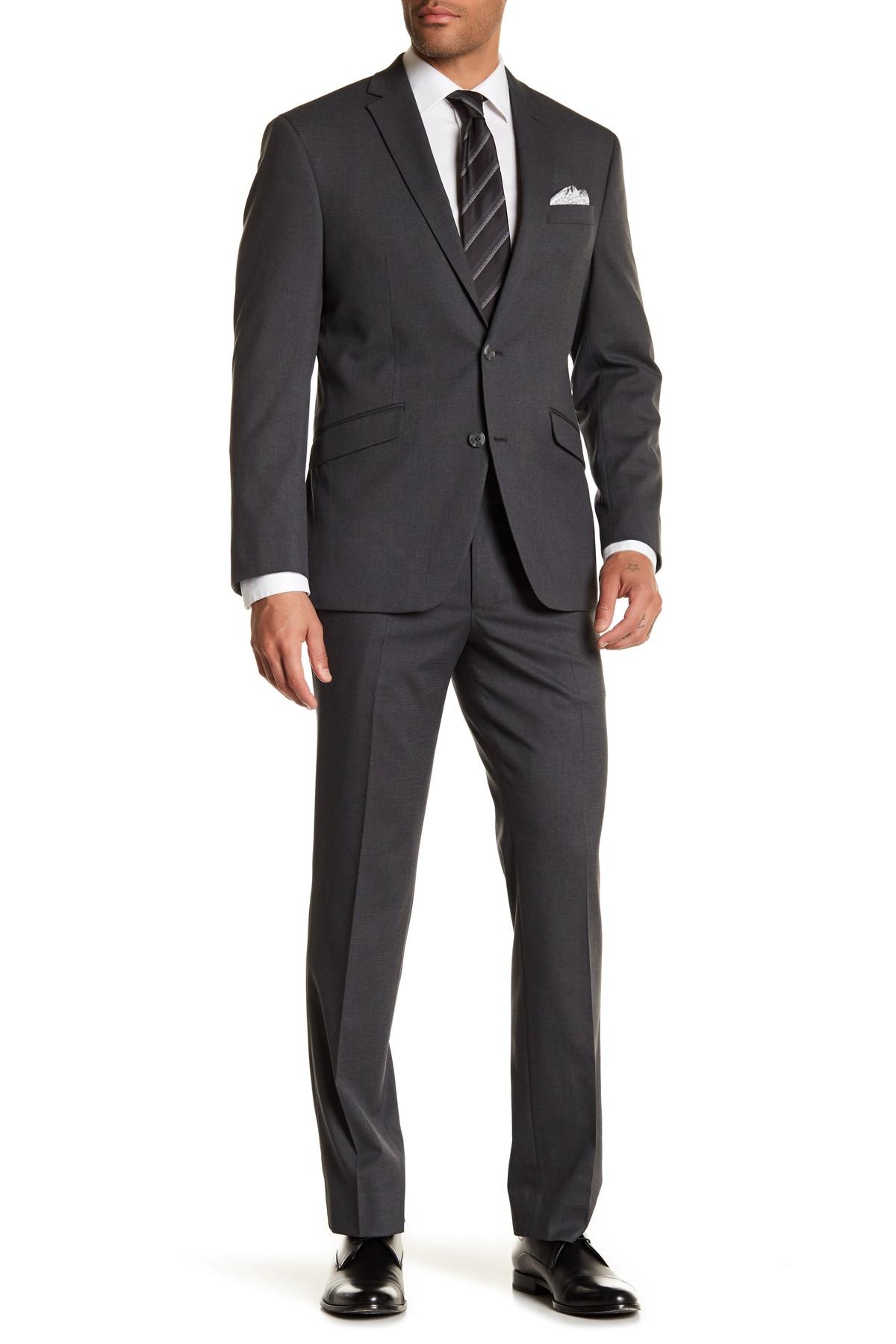 Kenneth Cole Reaction Synthetic Gray Check Two Button Notch Lapel ...