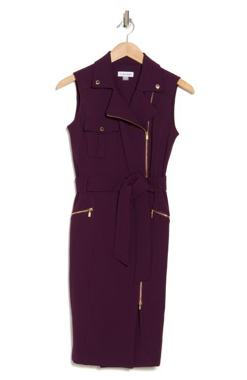 calvin klein purple dress with gold zipper Calvin Klein Purple Faux Suede Bodycon Sheath Dress Zip Front Stretch Size 2