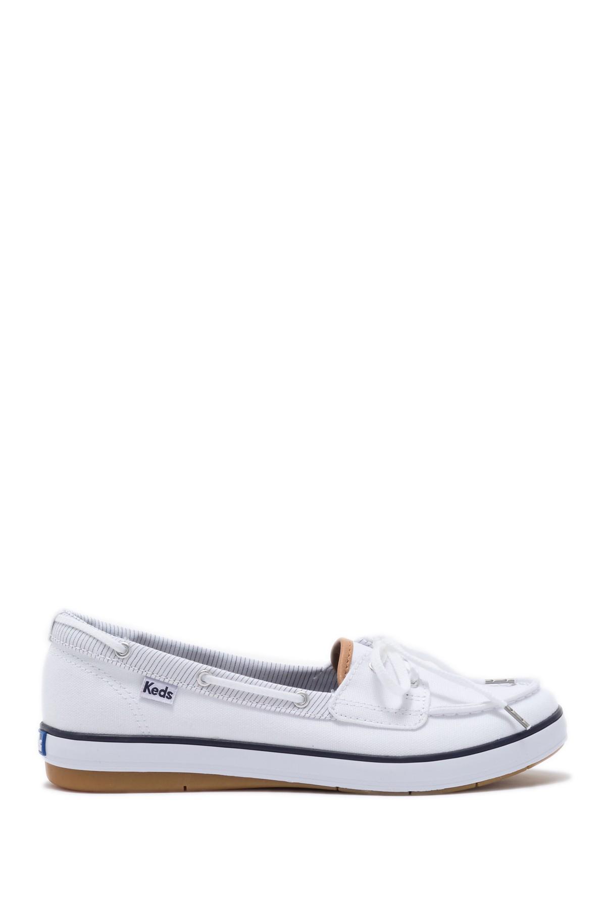 Keds Canvas Charter Chalk Stripe Boat Shoe in White Chalk Stripe (White ...