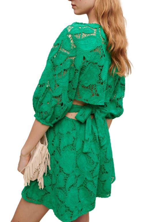 Maje Rannick Lace Cutout Dress in Green | Lyst