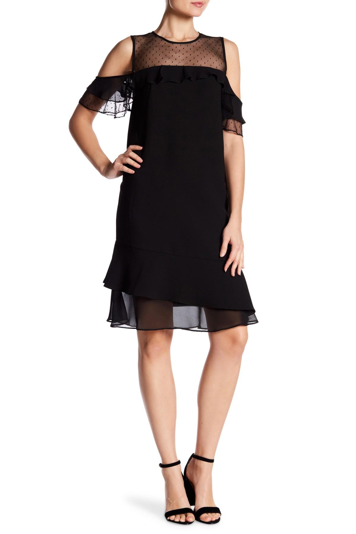 Nanette Nanette Lepore Synthetic Cold Shoulder Mesh Dress in Black - Lyst
