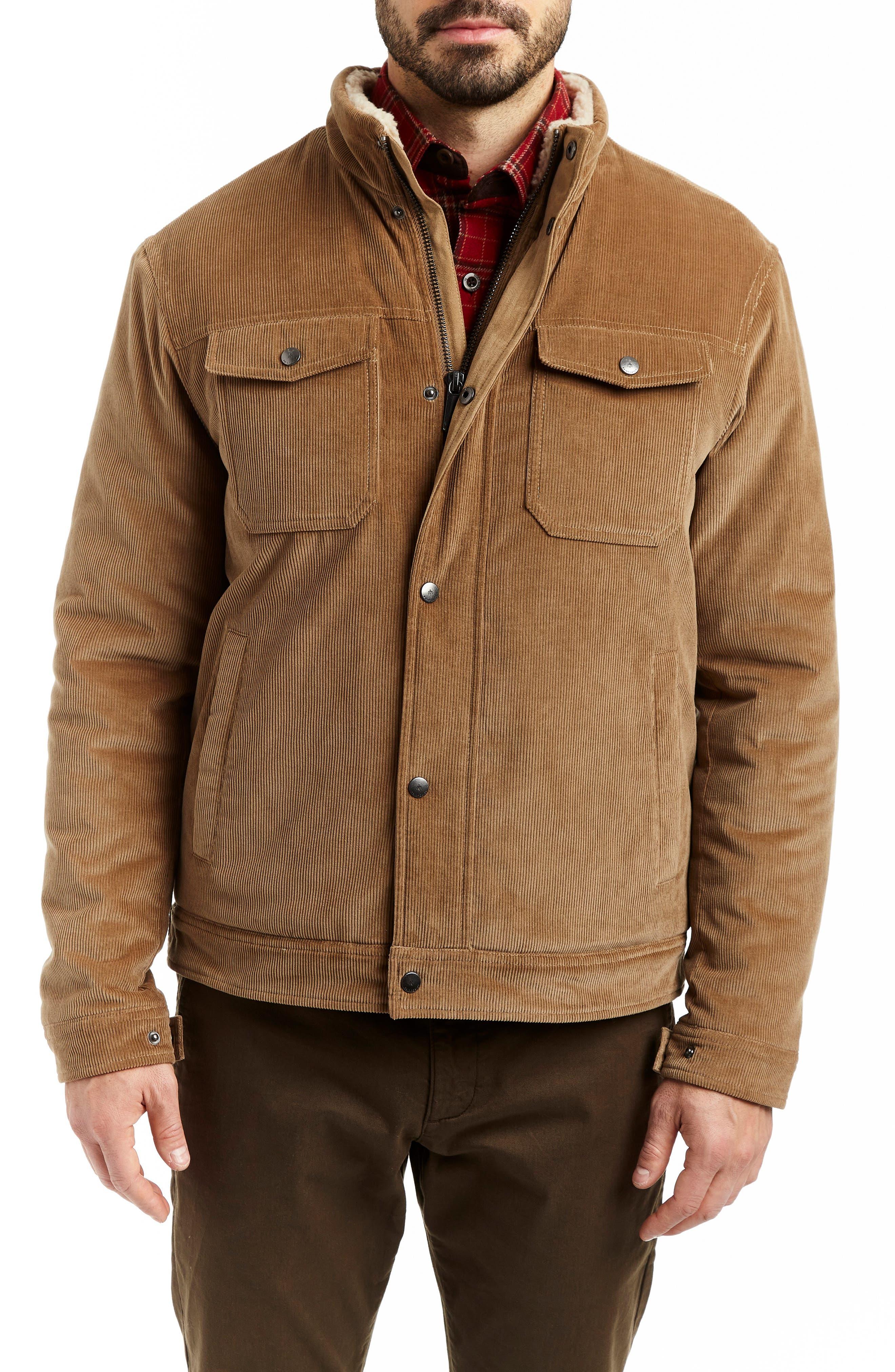 Rainforest Faux Shearling Lined Corduroy Trucker Jacket In Cognac At Nordstrom Rack in Brown for