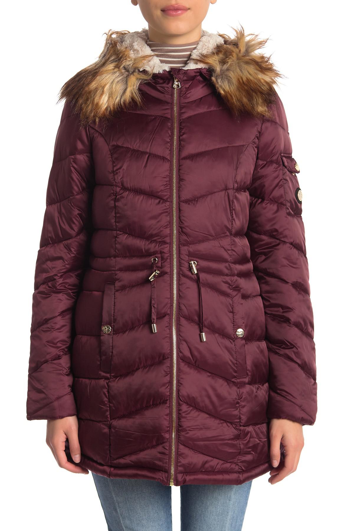 jessica simpson cozy faux fur lined hooded jacket