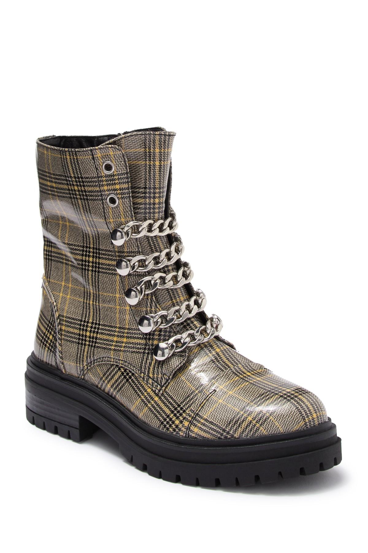 plaid combat boots