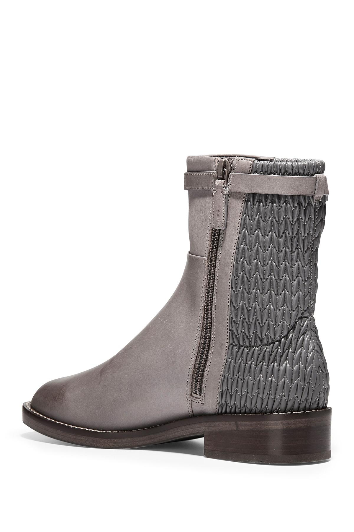 cole haan lexi grand stretch leather and woven ankle boots