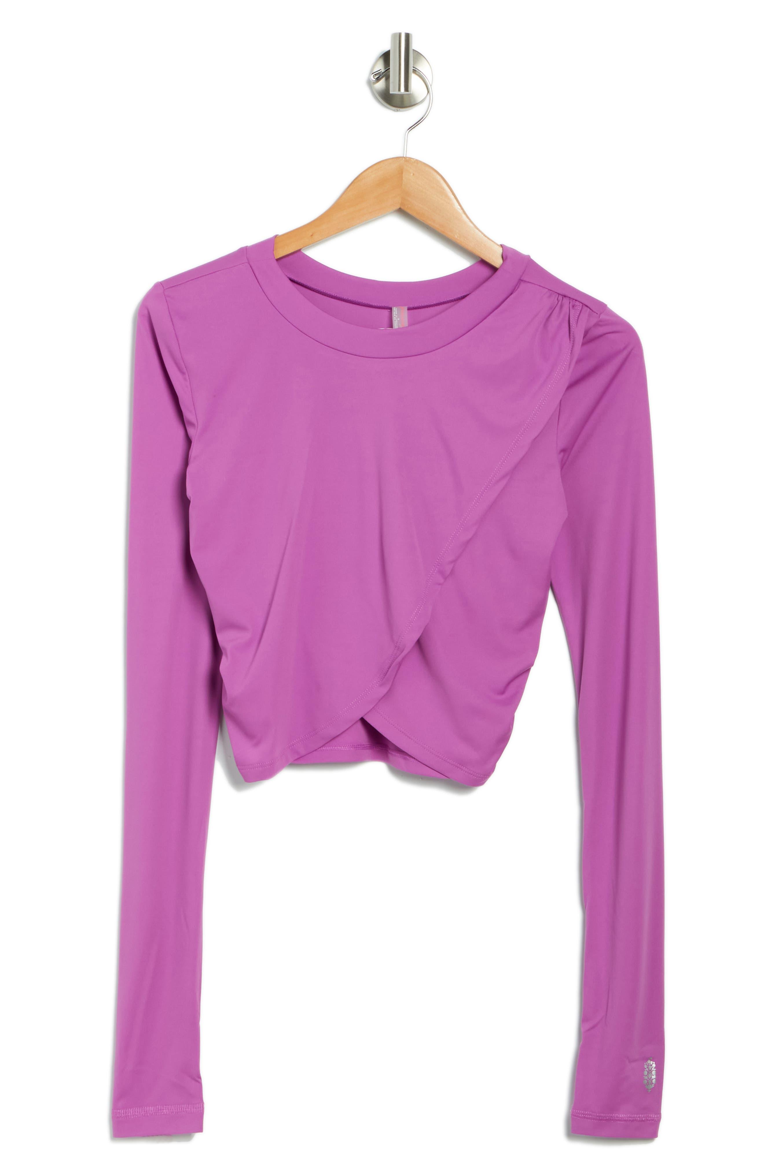 Fp Movement With A Twist Long Sleeve Tulip Crop Top In Violet At