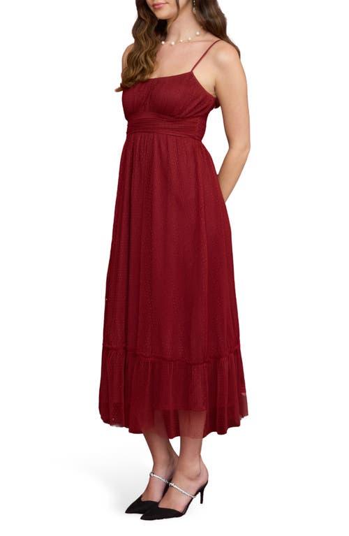 Blu Pepper Empire Waist Mesh Midi Dress in Red | Lyst