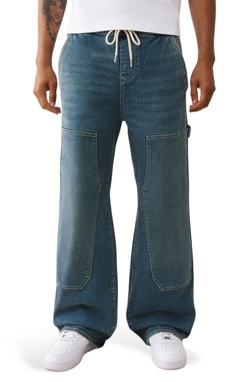 TRUE RELIGION Vinny Drawstring Ultra Baggy Carpenter Jeans in Blue