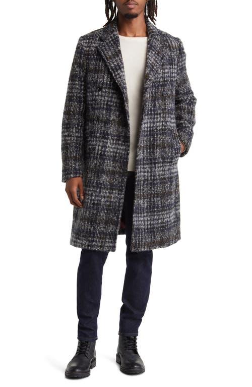 Scotch Soda Brushed Glen Plaid Wool Blend Topcoat in Black for Men Lyst