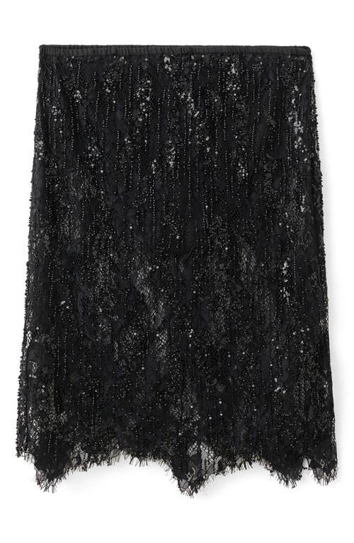 Mango X Kaia Gerber Beaded Lace Skirt in Black | Lyst