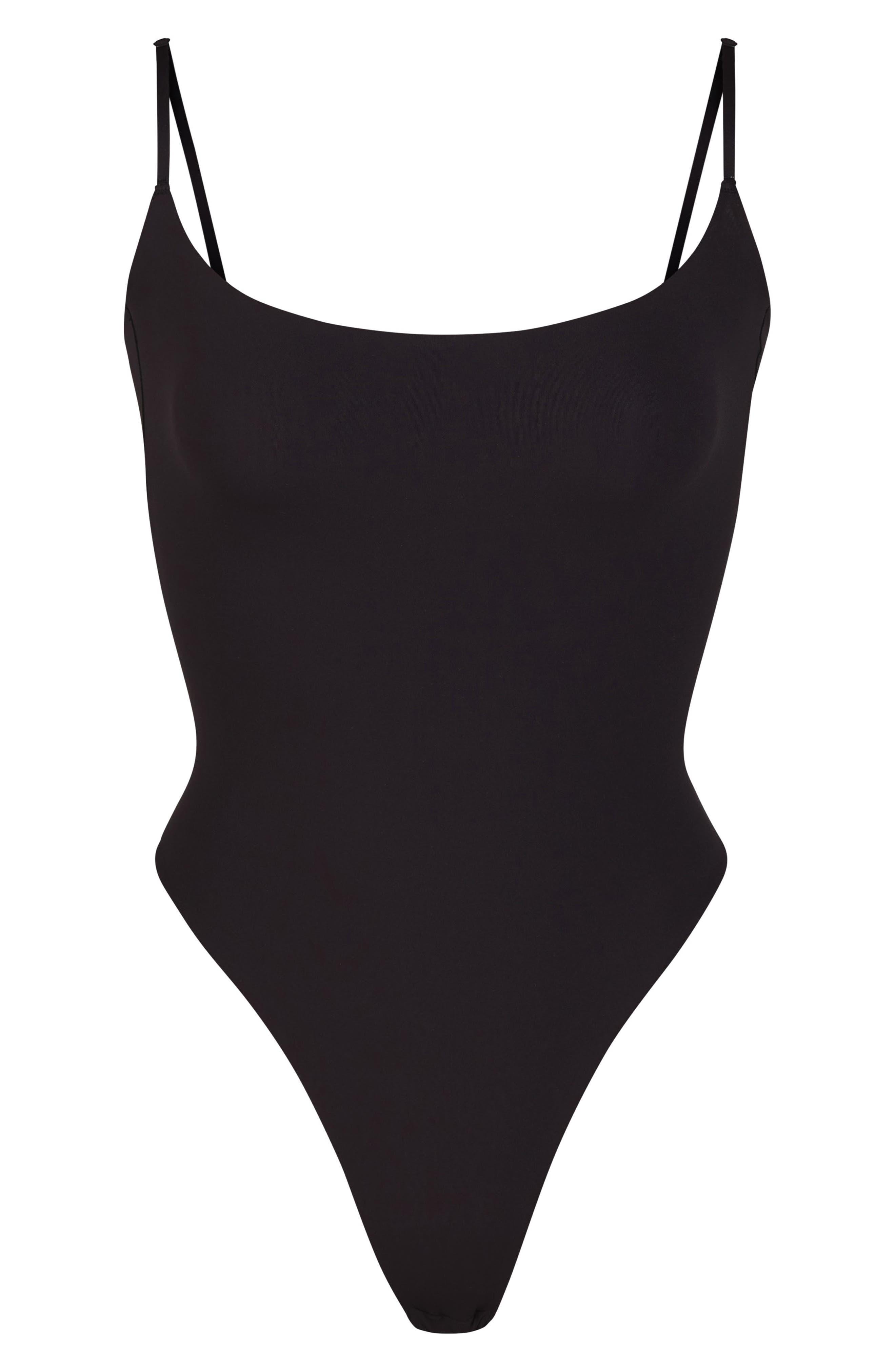 Skims Fits Everybody Cami Thong Bodysuit In Onyx At Nordstrom Rack