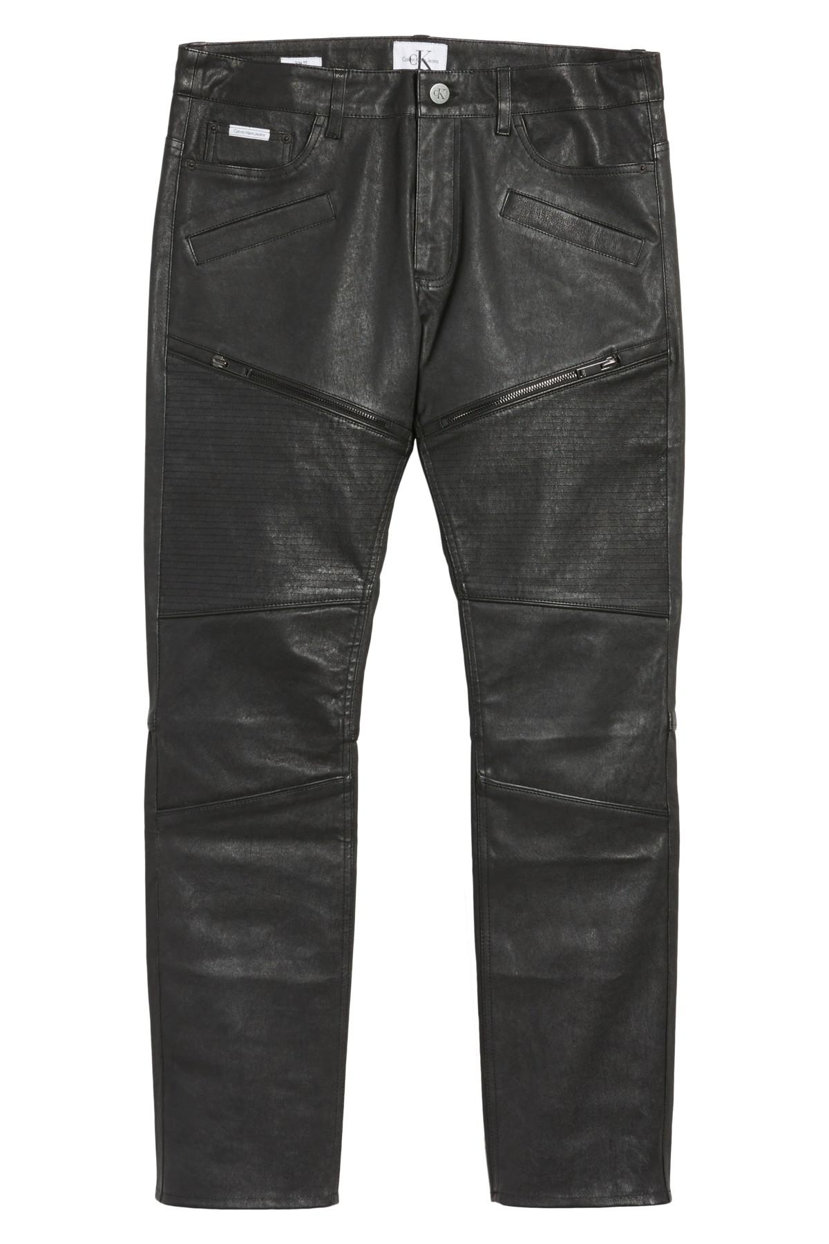 Calvin Klein Leather Biker Pants in Black for Men | Lyst