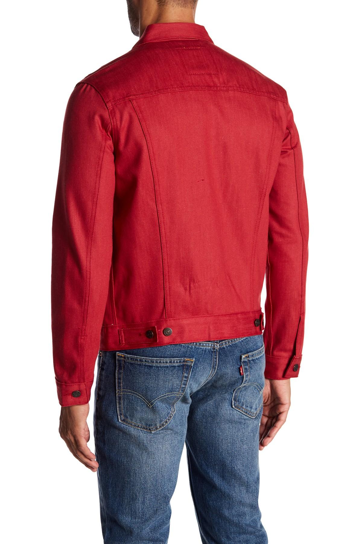 trucker jacket red