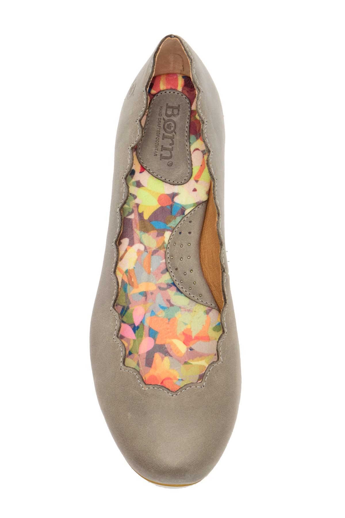 born allie scalloped leather flat