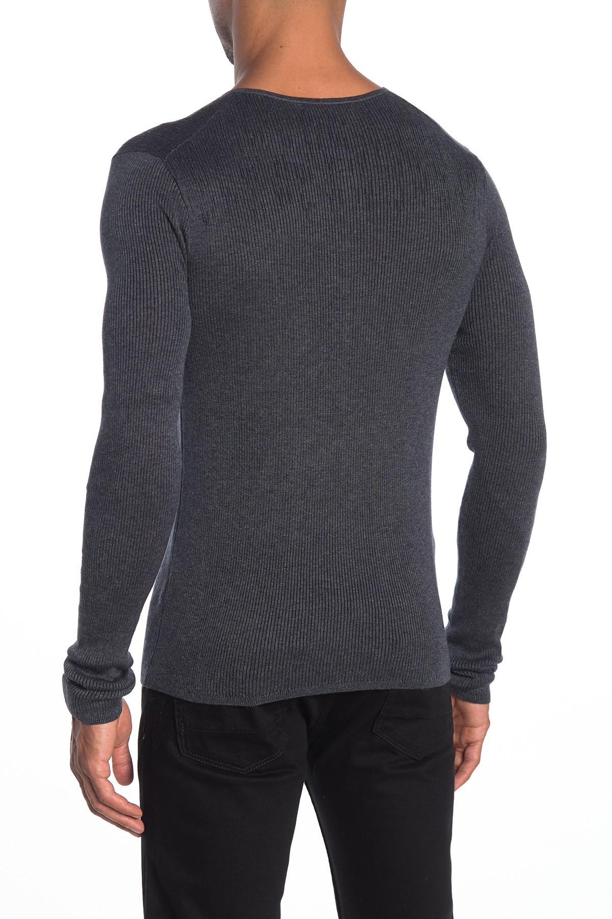 Download John Varvatos Cotton Slim Fit Ribbed Henley T-shirt in ...