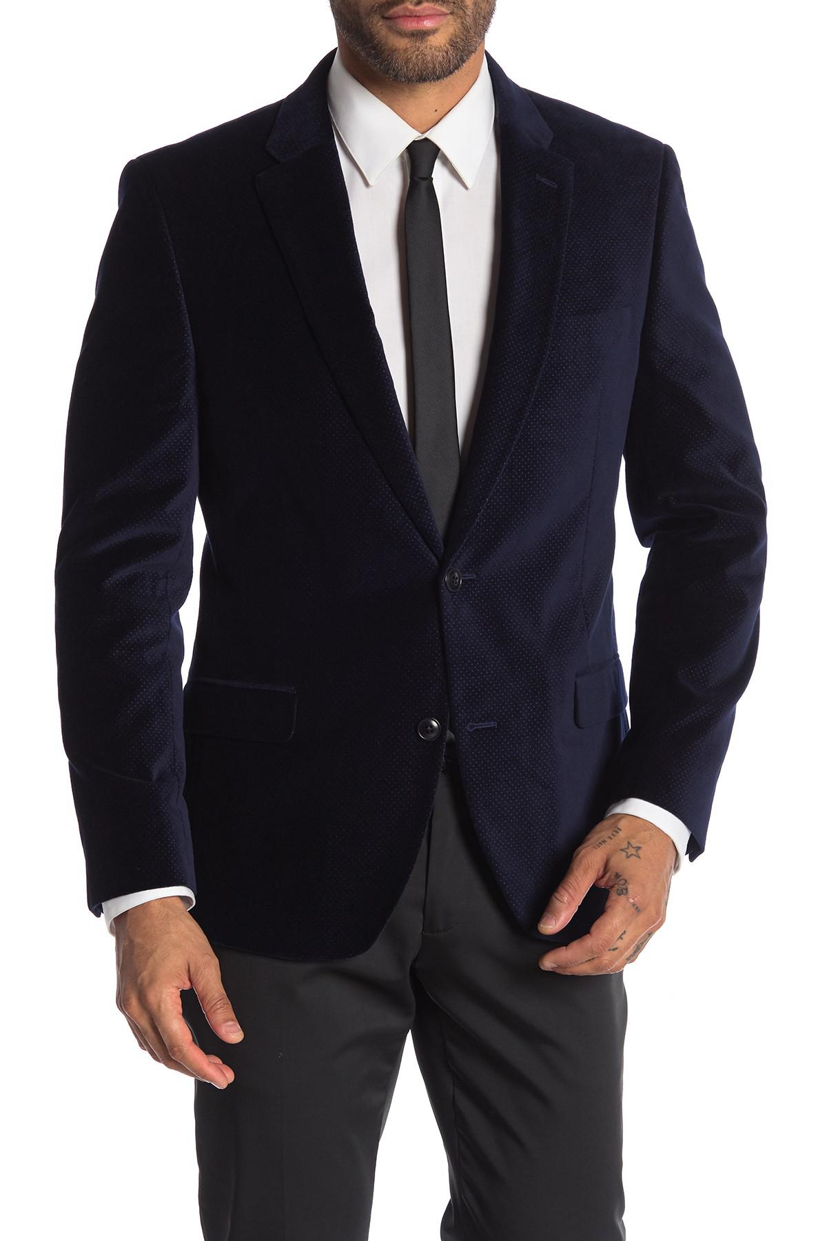 Tommy Hilfiger Blue Velvet Two Button Notch Lapel Slim Fit Blazer for