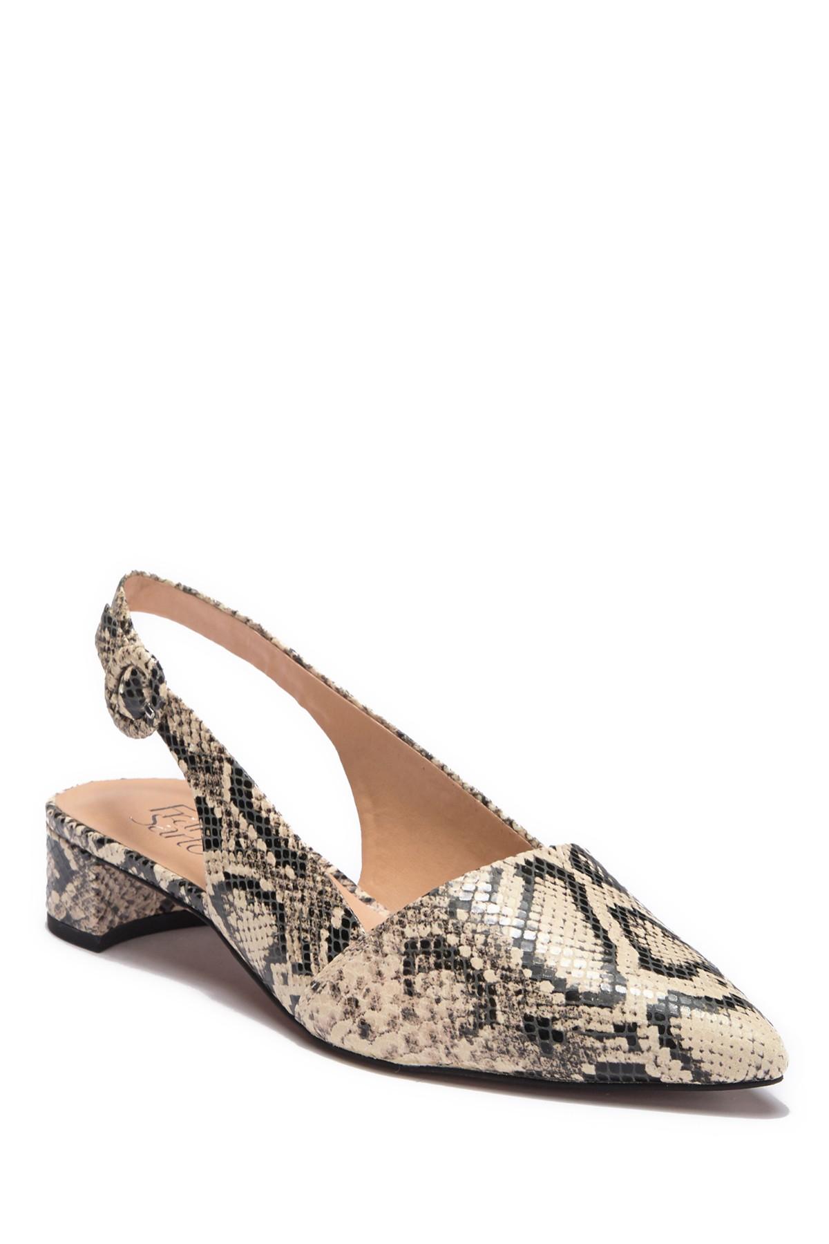 Franco Sarto Leather Vickie Snake Embossed Slingback Kitten Heel Pump