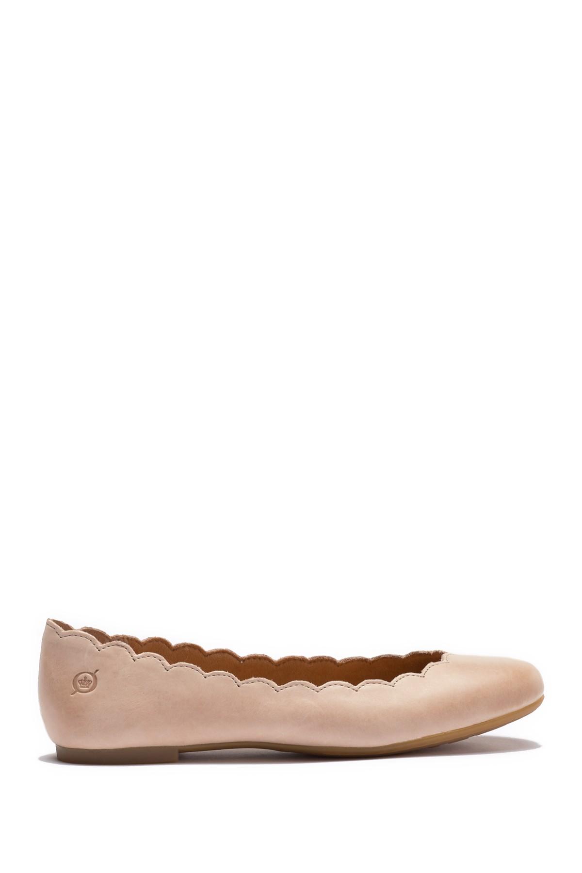 born allie scalloped leather flat