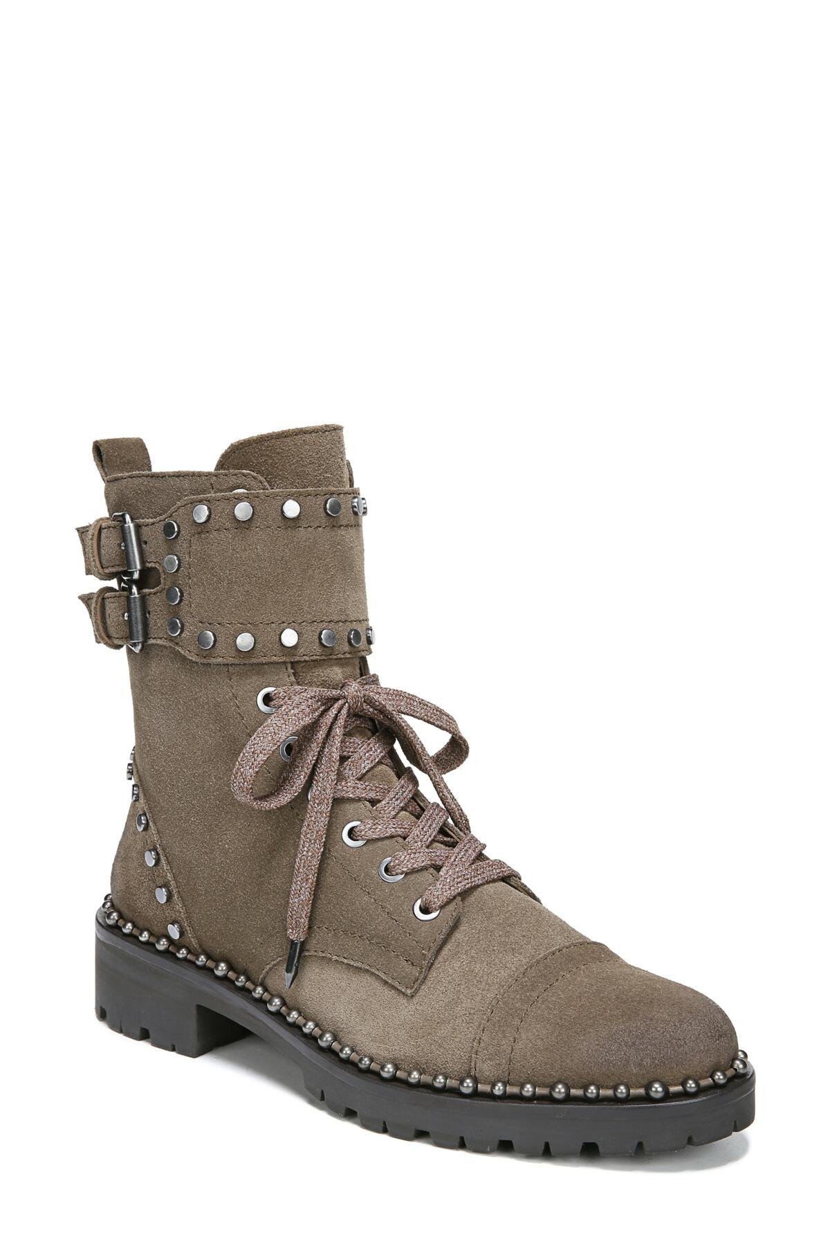 Sam Edelman Leather Jennifer Studded Combat Boot (women) in dk Taupe ...