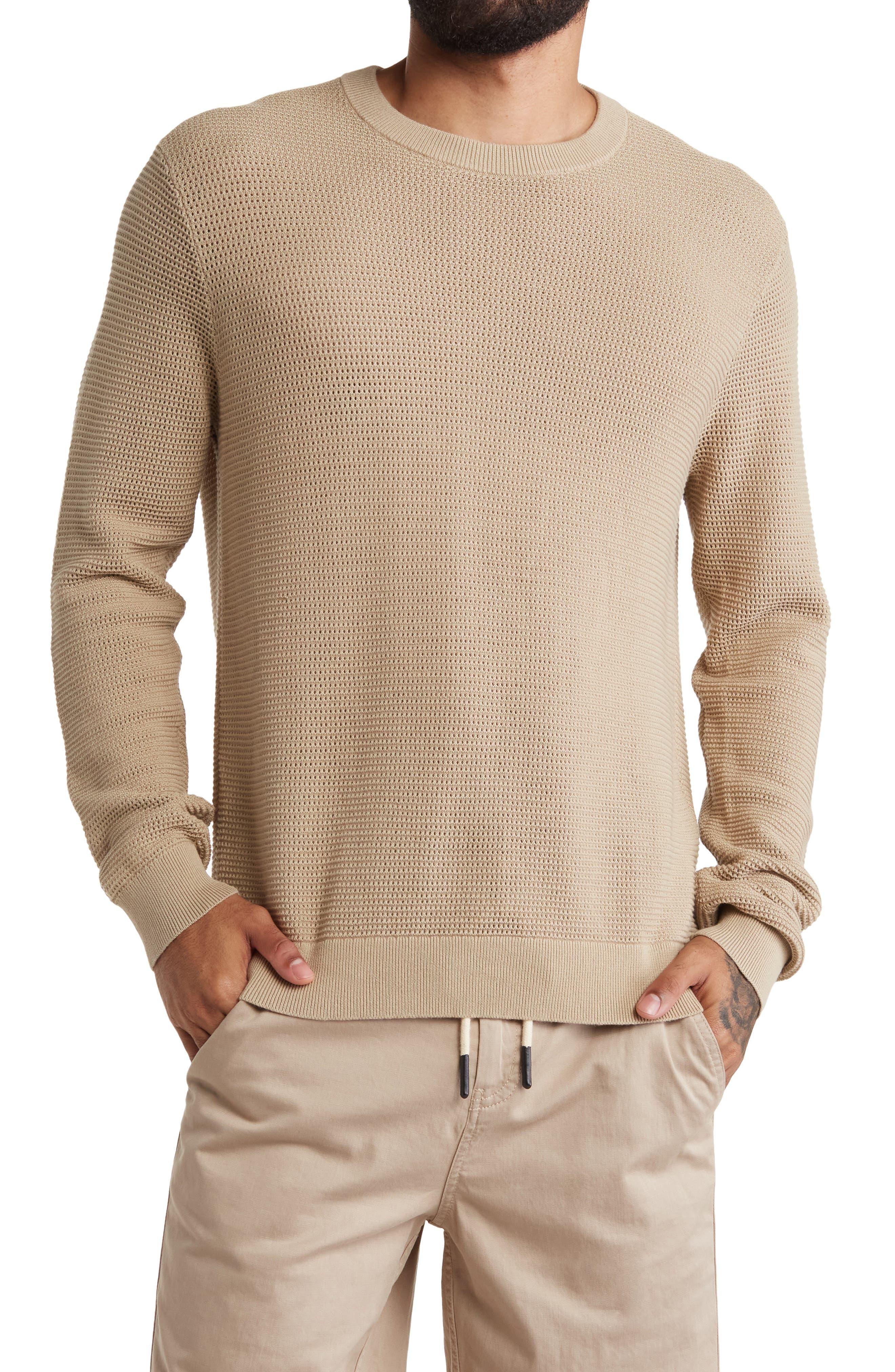 MESH CREW NECK LONG SLEEVE SWEATER