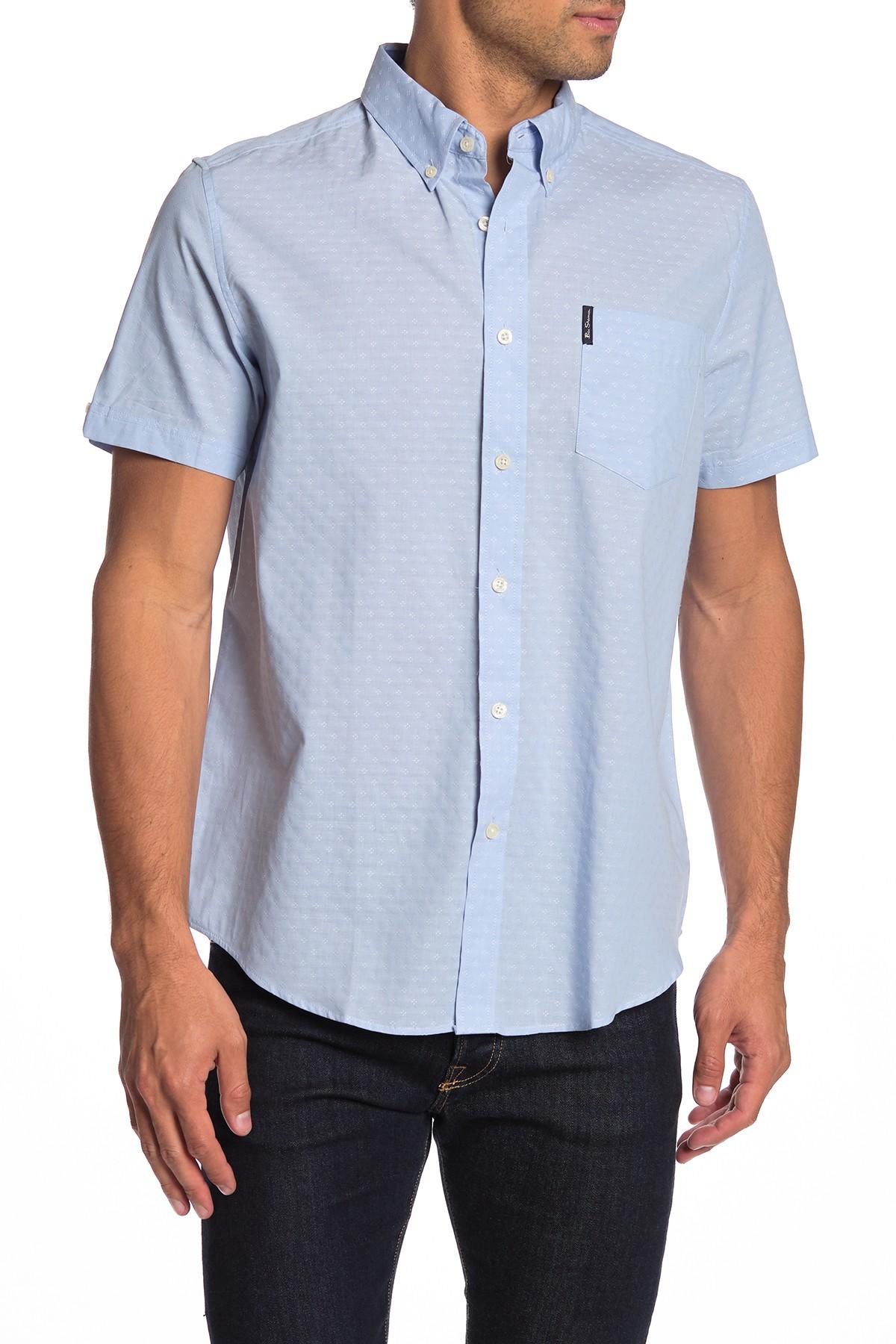 Ben Sherman Short Sleeve Dot Print Regular Fit Shirt in Blue for Men - Lyst