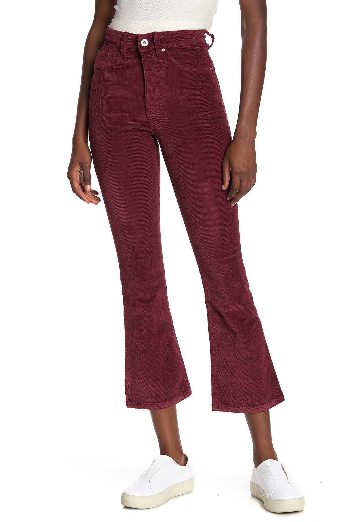 red flare corduroy pants