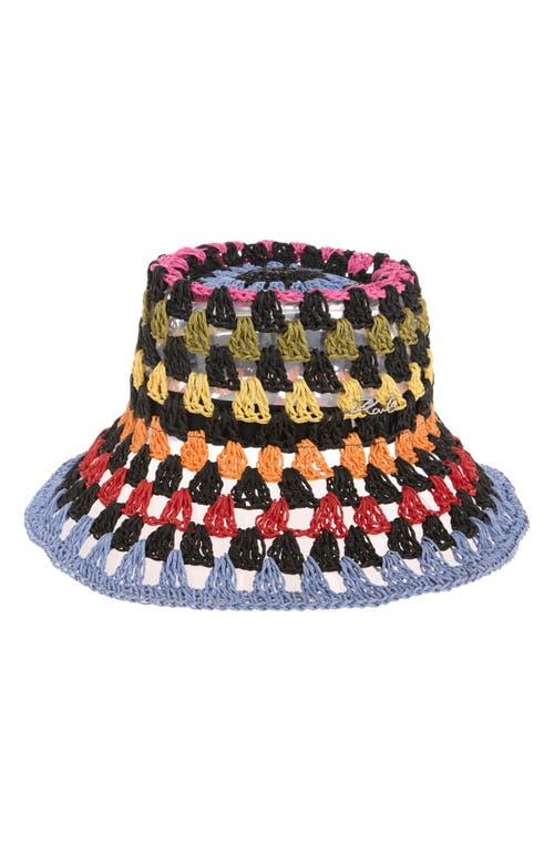 Karl Lagerfeld Paris Women\'s Kolorful Karl Striped Bucket KARL LAGERFELD PARIS Straw Cloche Hat | Nordstromrack main image 3