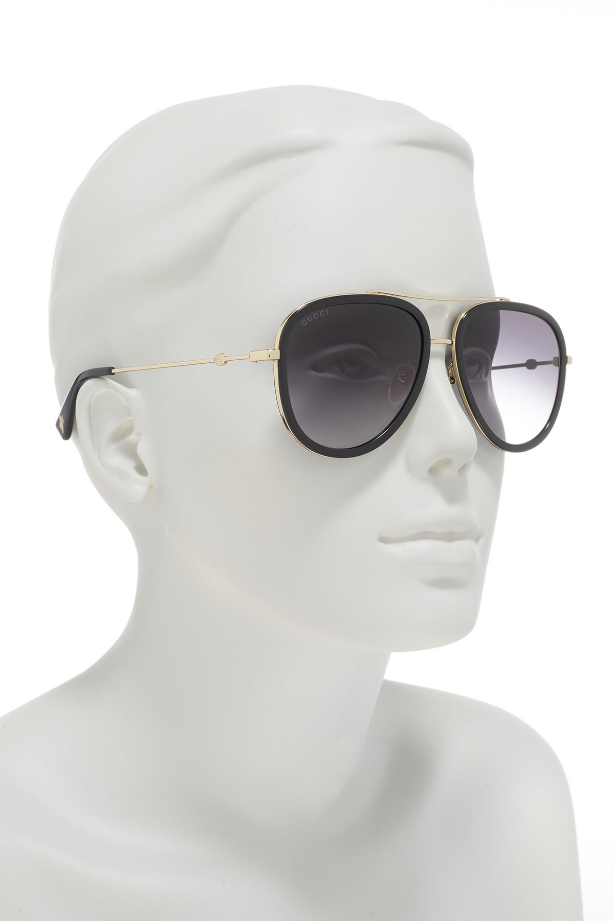 Gucci 57mm Aviator Sunglasses in Grey Gold (Gray) - Lyst