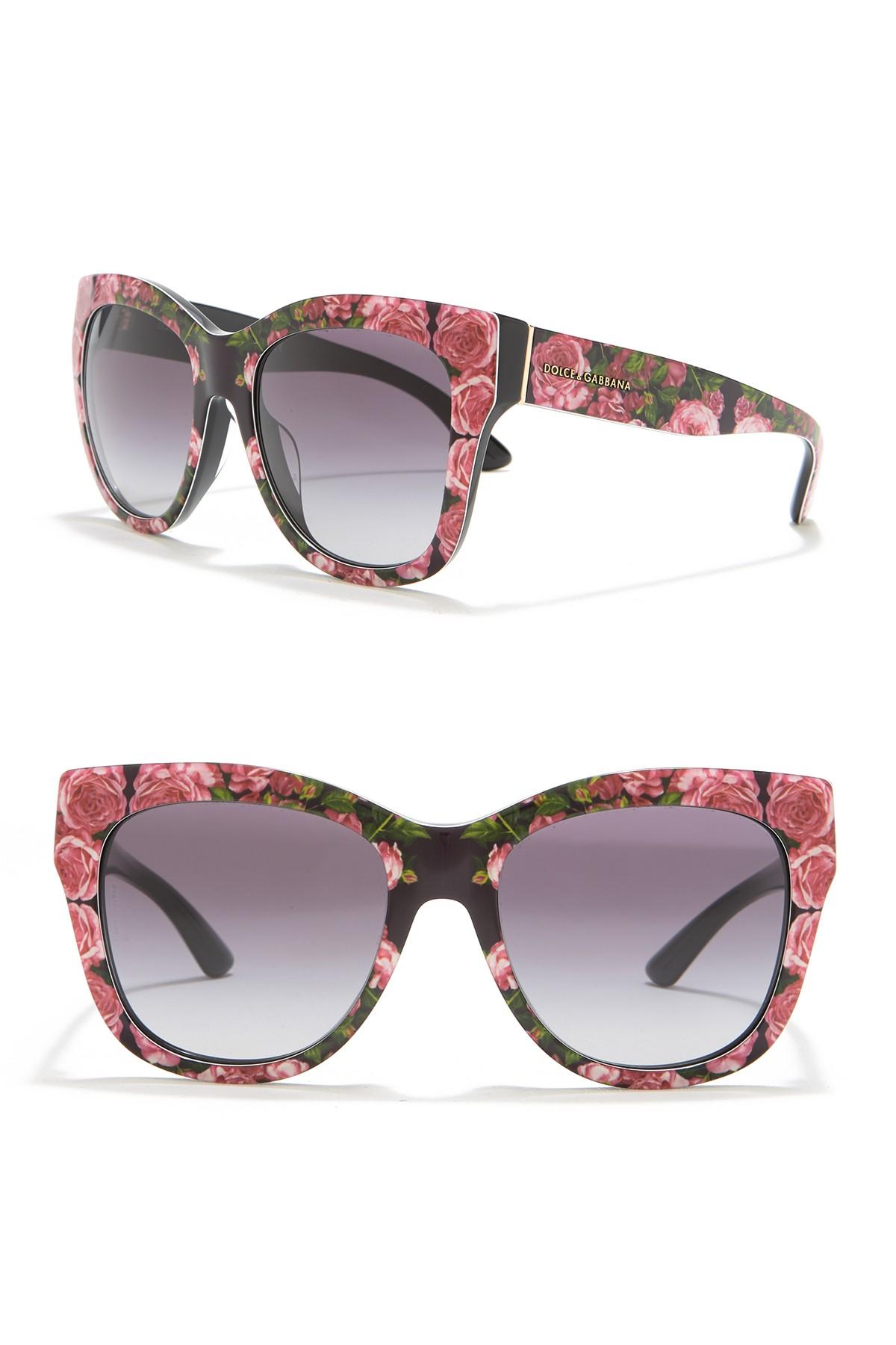 Dolce & Gabbana 55mm Rose Oversized Sunglasses - Lyst