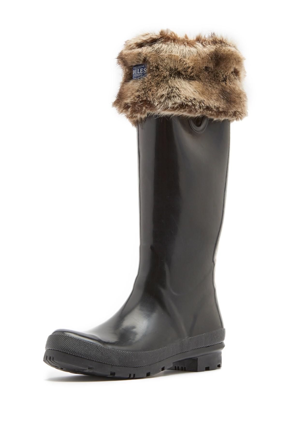 rain boots with fur trim