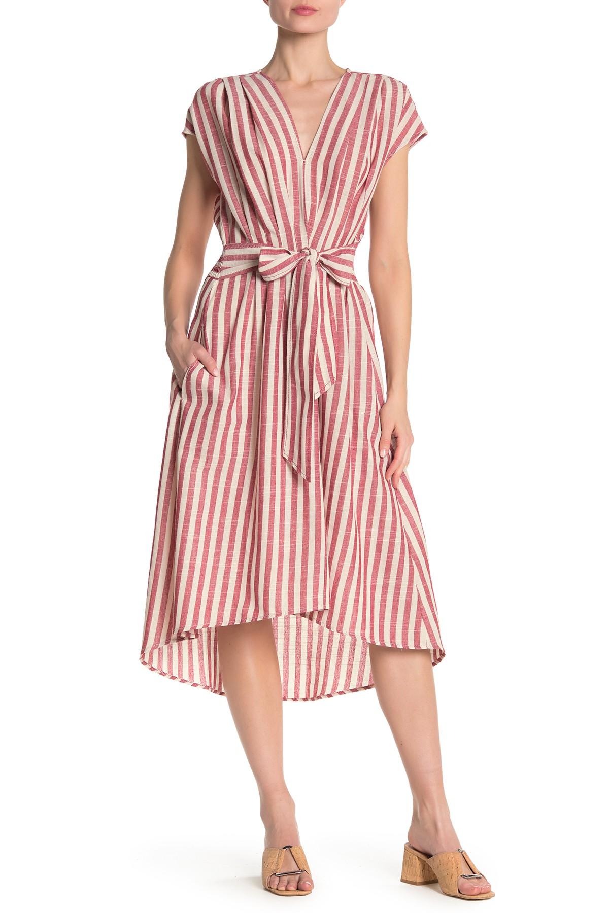 max studio v neck waist tie dress