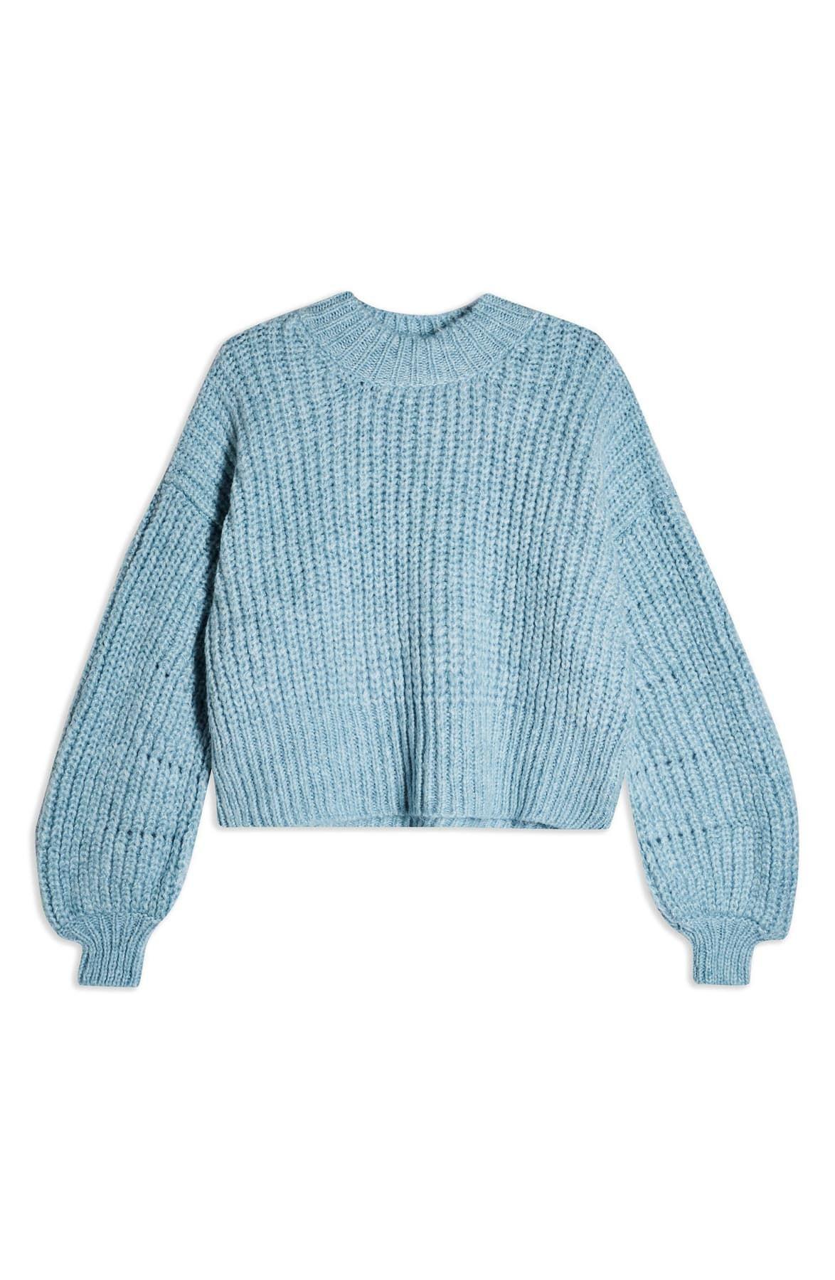 Blue balloon sleeve sweater Clearance