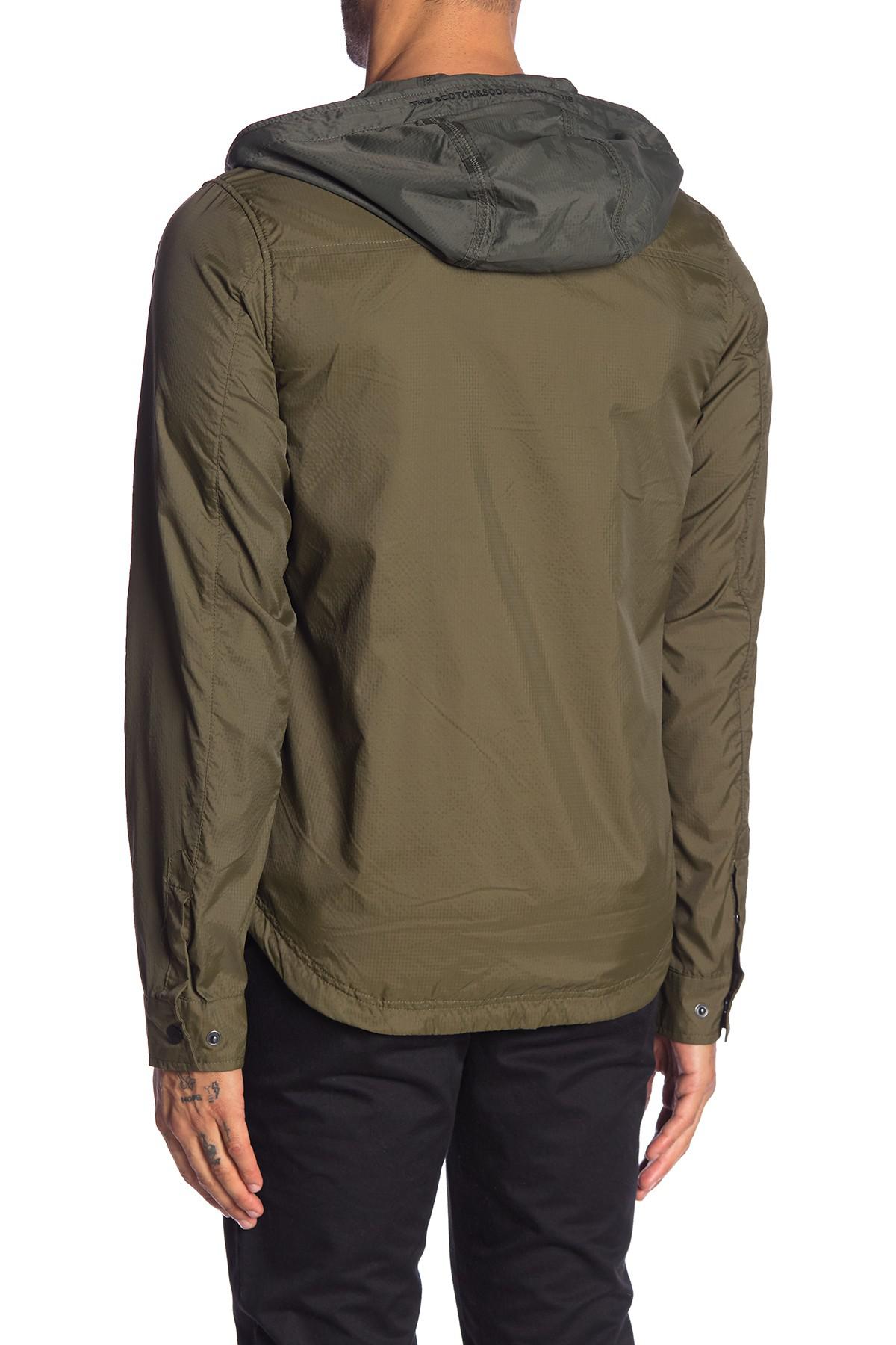 Download Scotch & Soda Synthetic Hooded Shirt Jacket in Green for ...