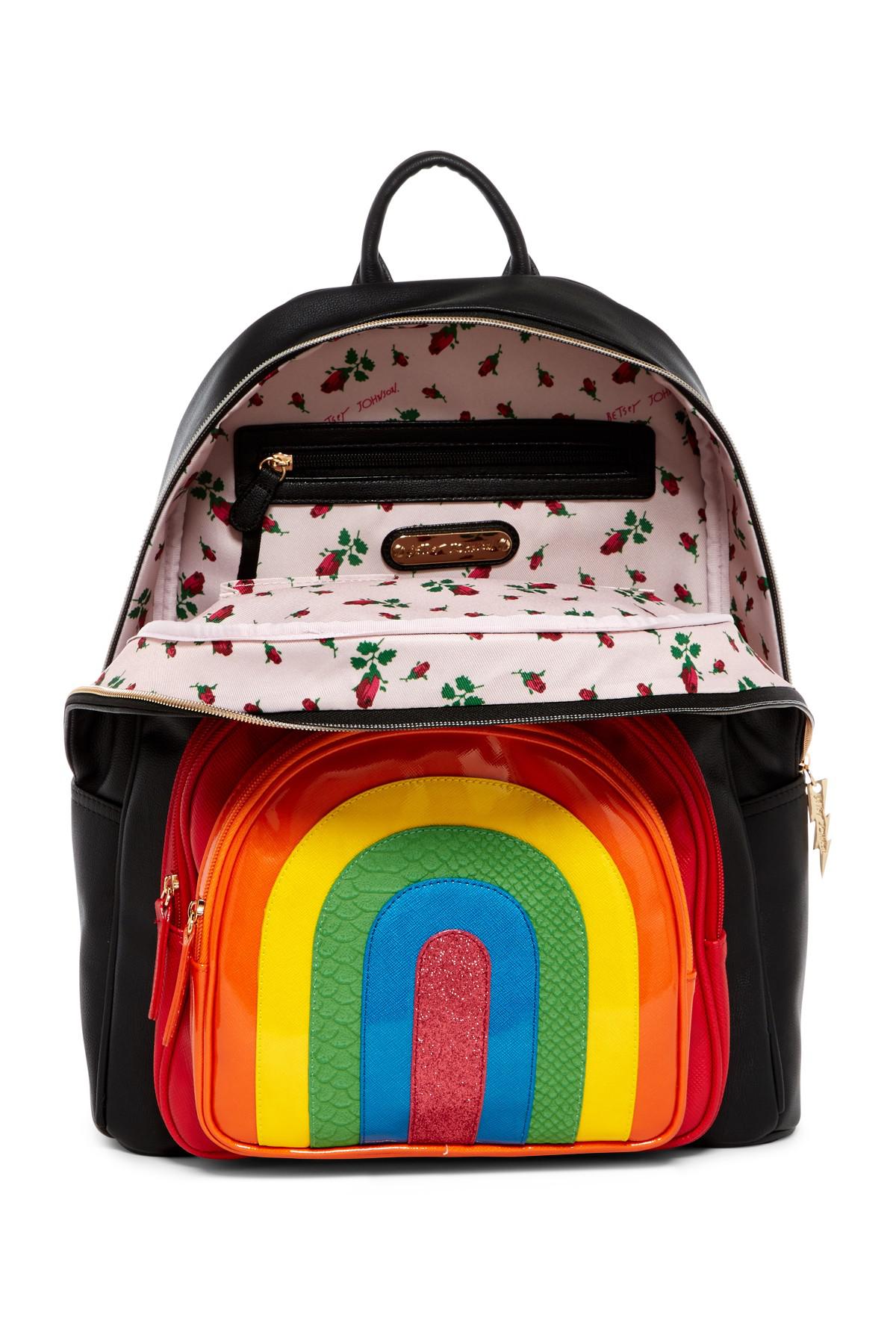 Betsey Johnson Rainbow Backpack in Black | Lyst