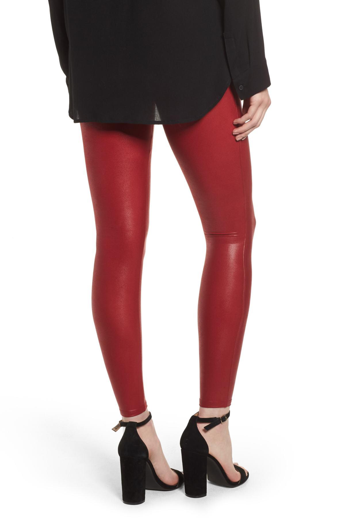 Spanx (r) Faux Leather Leggings in Crimson (Red) - Lyst